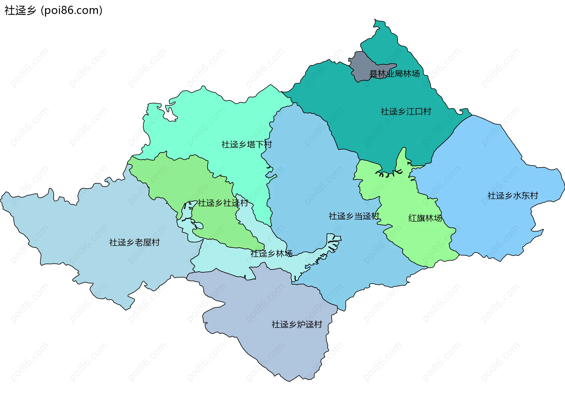 社迳乡边界地图(五级行政区划)