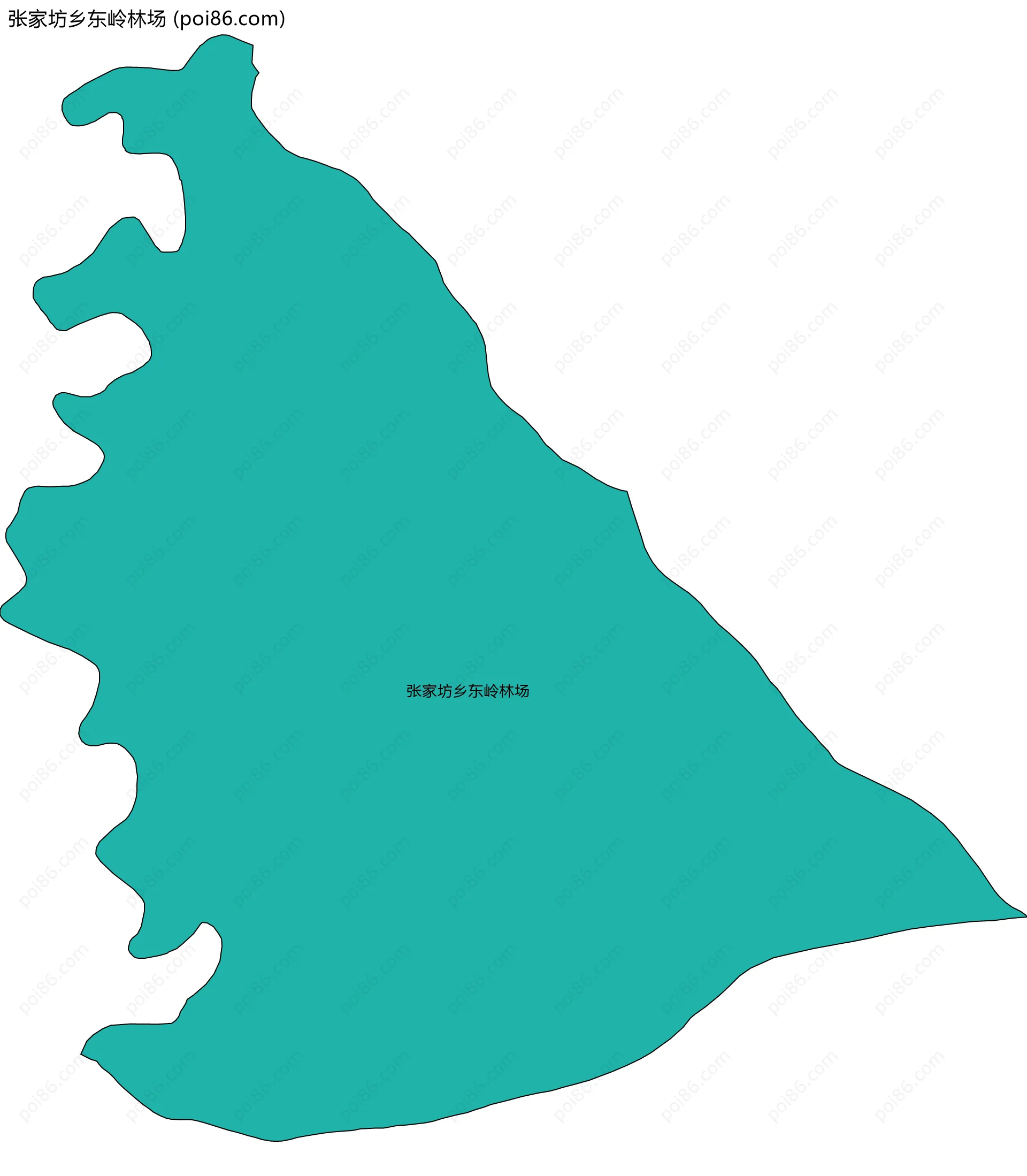 张家坊乡东岭林场边界地图(五级行政区划)