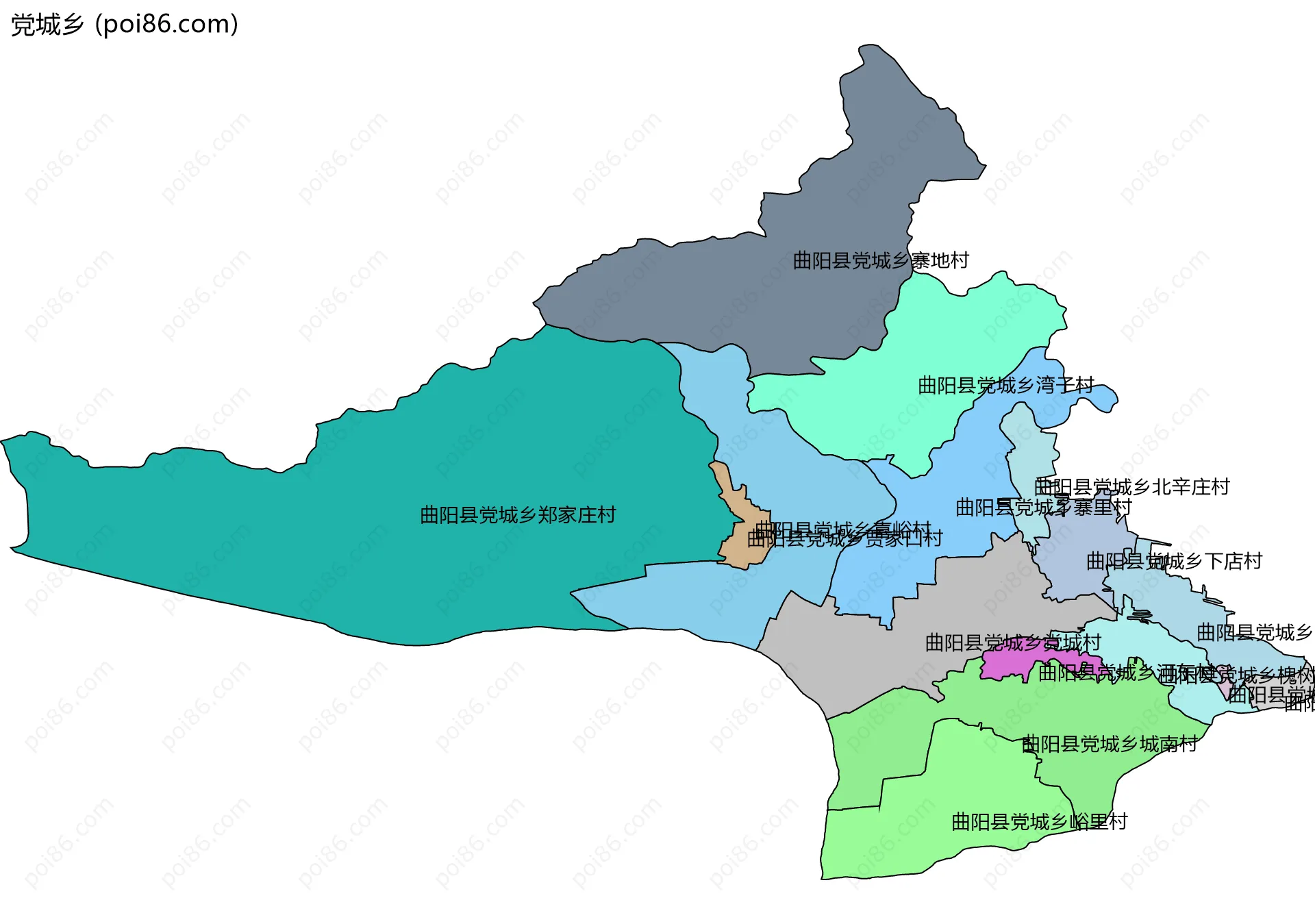 党城乡边界地图(五级行政区划)