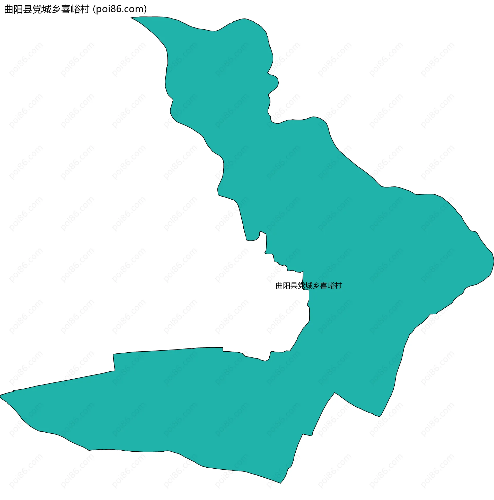 曲阳县党城乡喜峪村边界地图