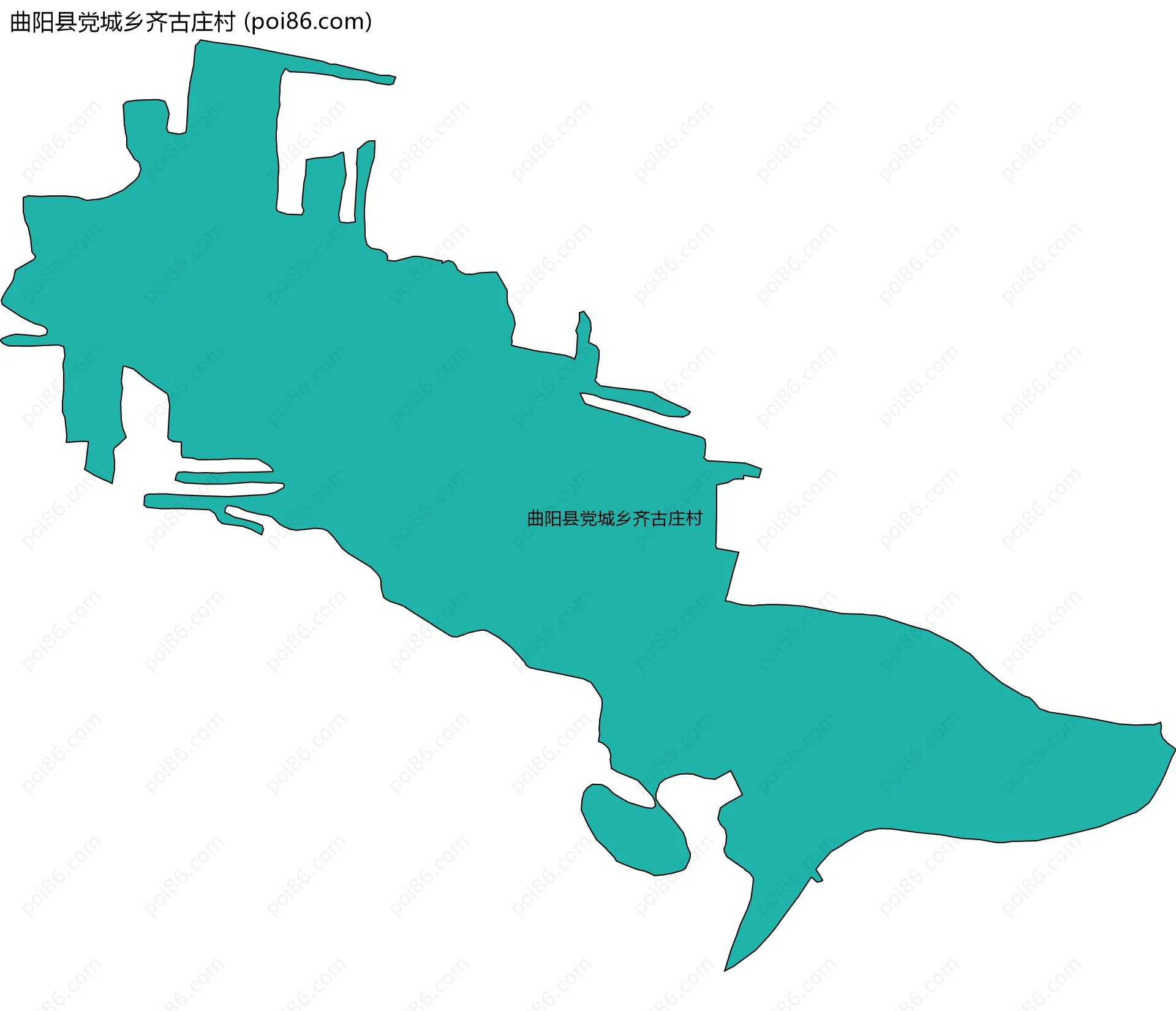 曲阳县党城乡齐古庄村边界地图