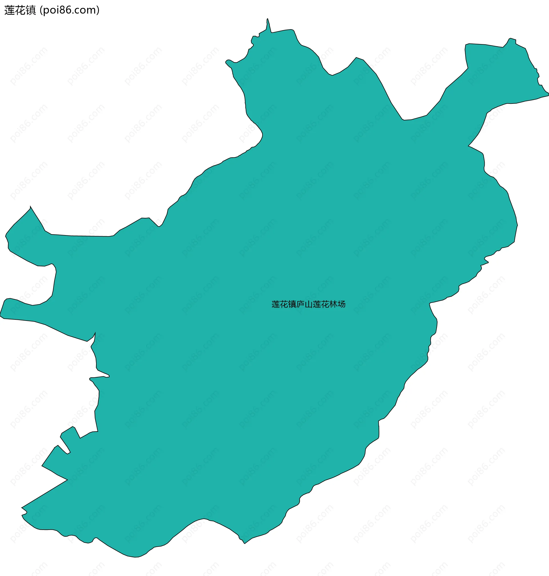 莲花镇边界地图(五级行政区划)