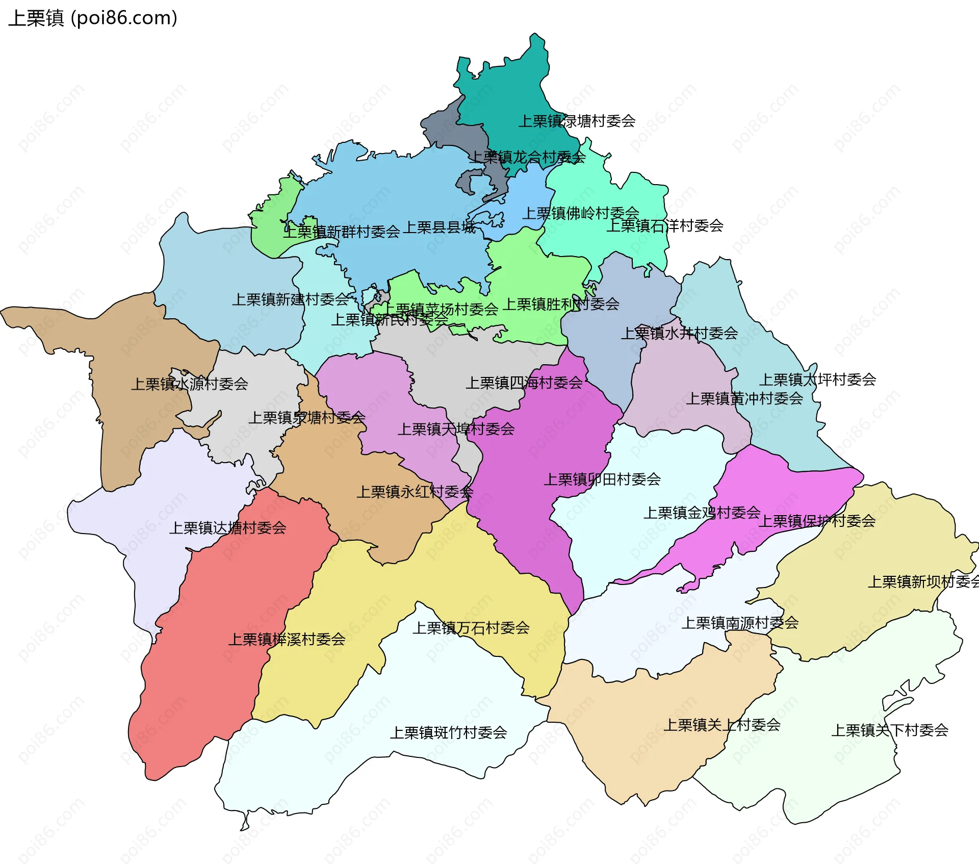 上栗镇边界地图(五级行政区划)