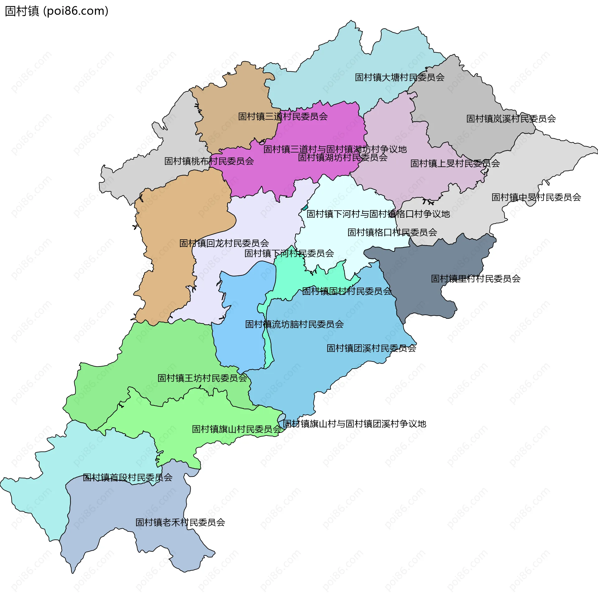 固村镇边界地图(五级行政区划)