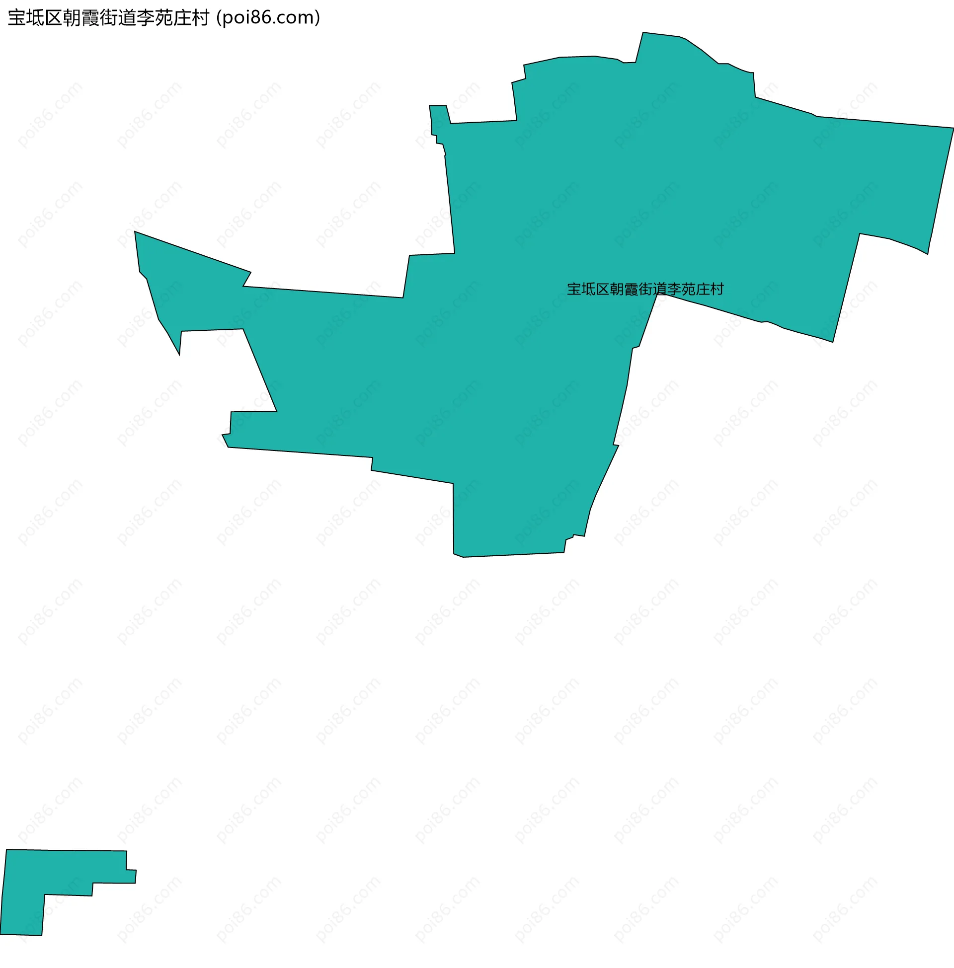 宝坻区朝霞街道李苑庄村边界地图