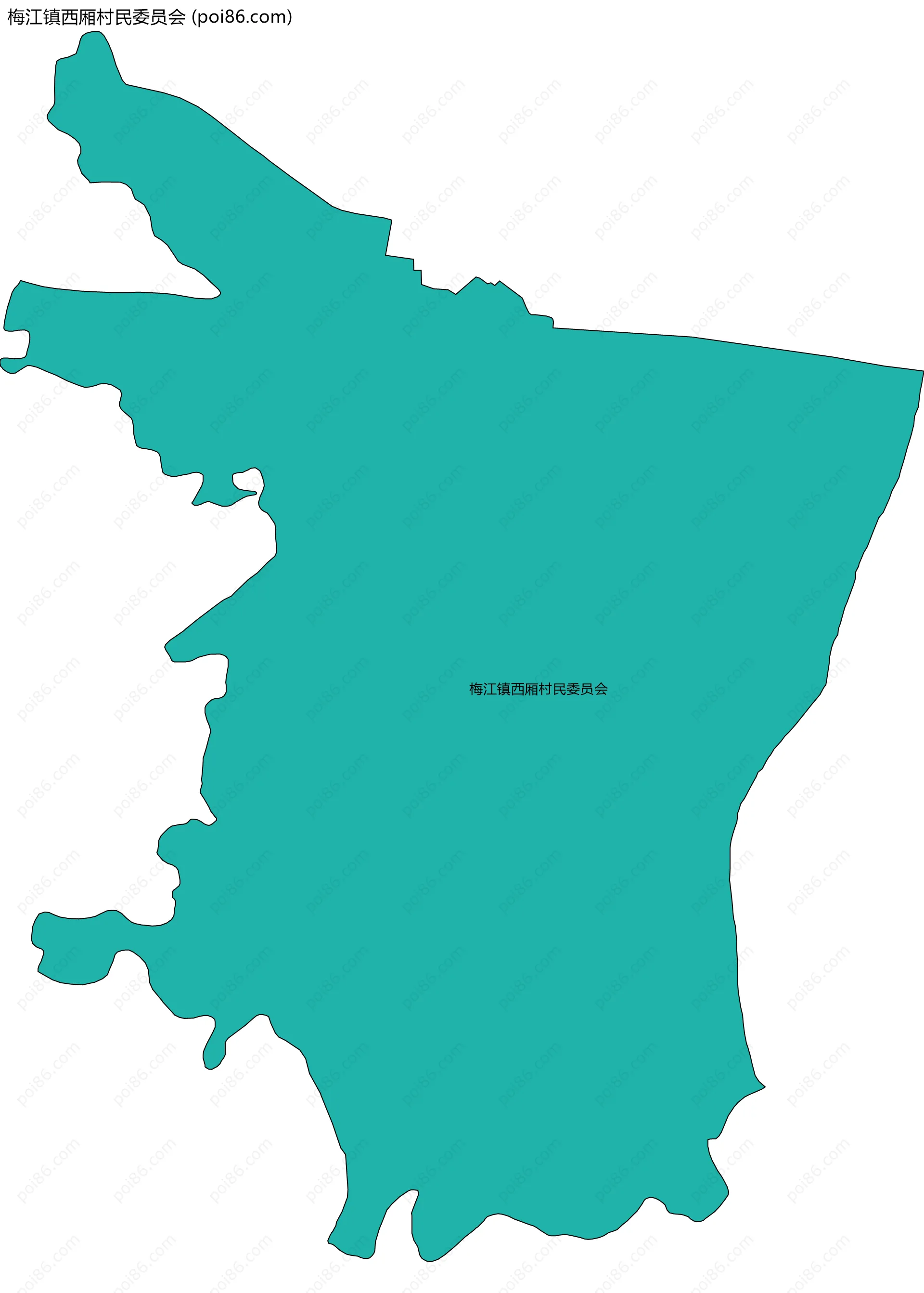 梅江镇西厢村民委员会边界地图