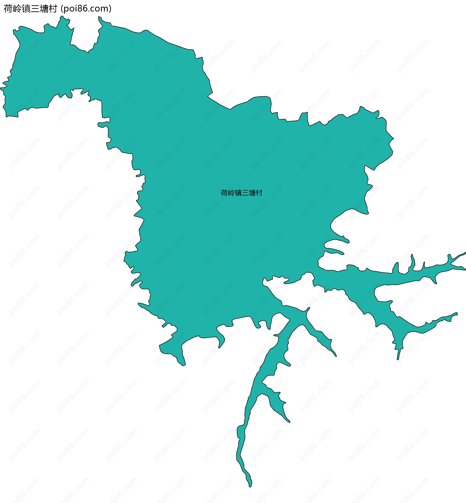 荷岭镇三塘村边界地图