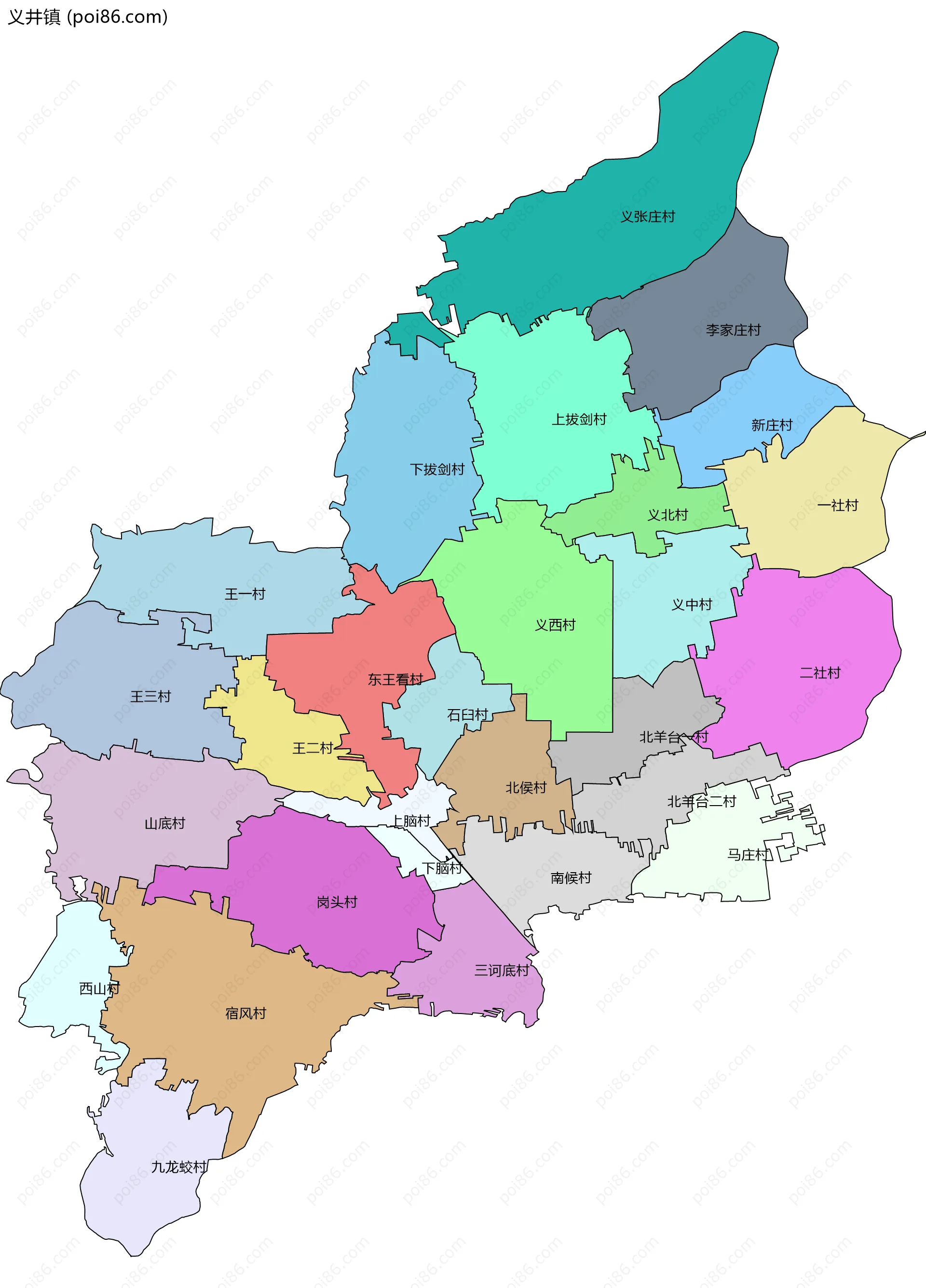 义井镇边界地图(五级行政区划)