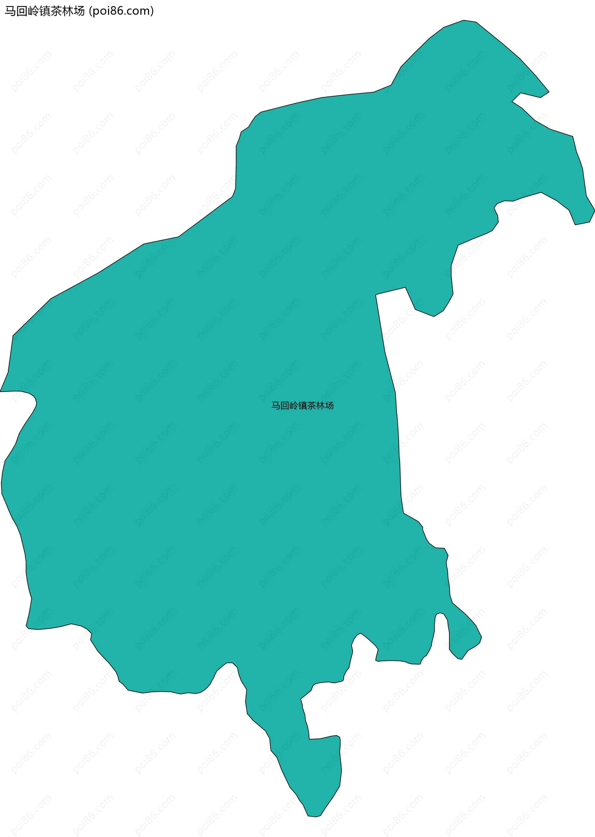 马回岭镇茶林场边界地图(五级行政区划)