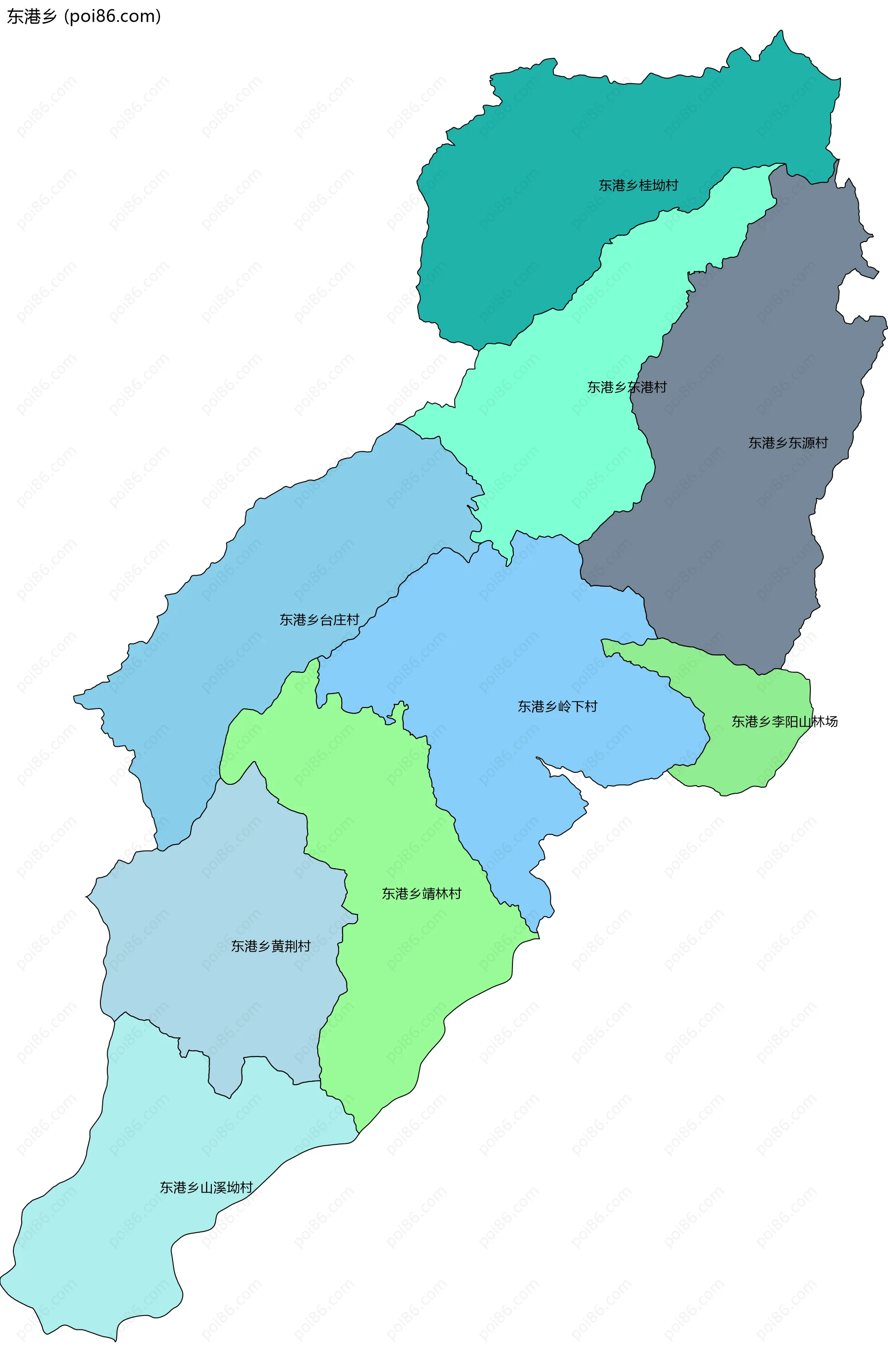 东港乡边界地图(五级行政区划)