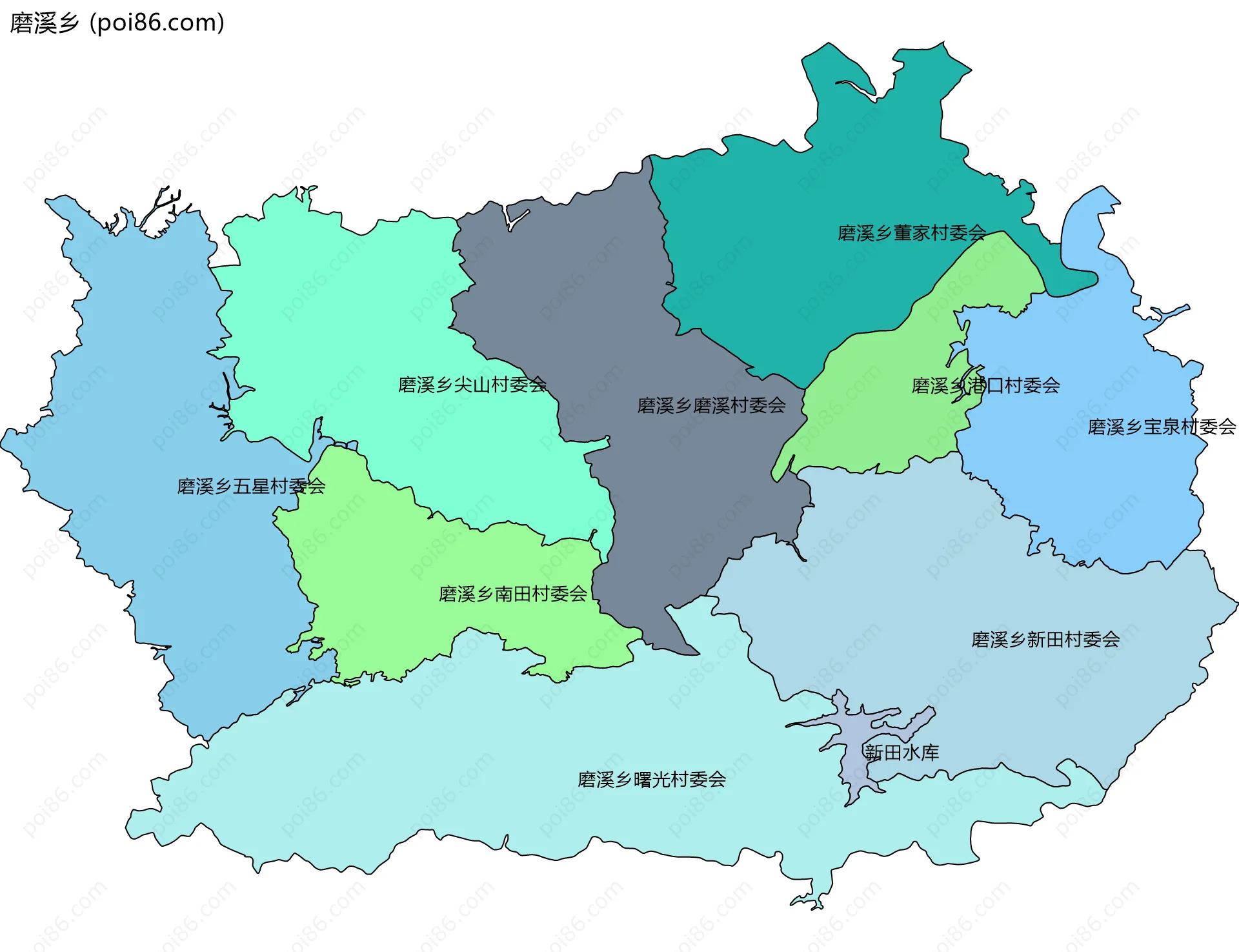 磨溪乡边界地图(五级行政区划)
