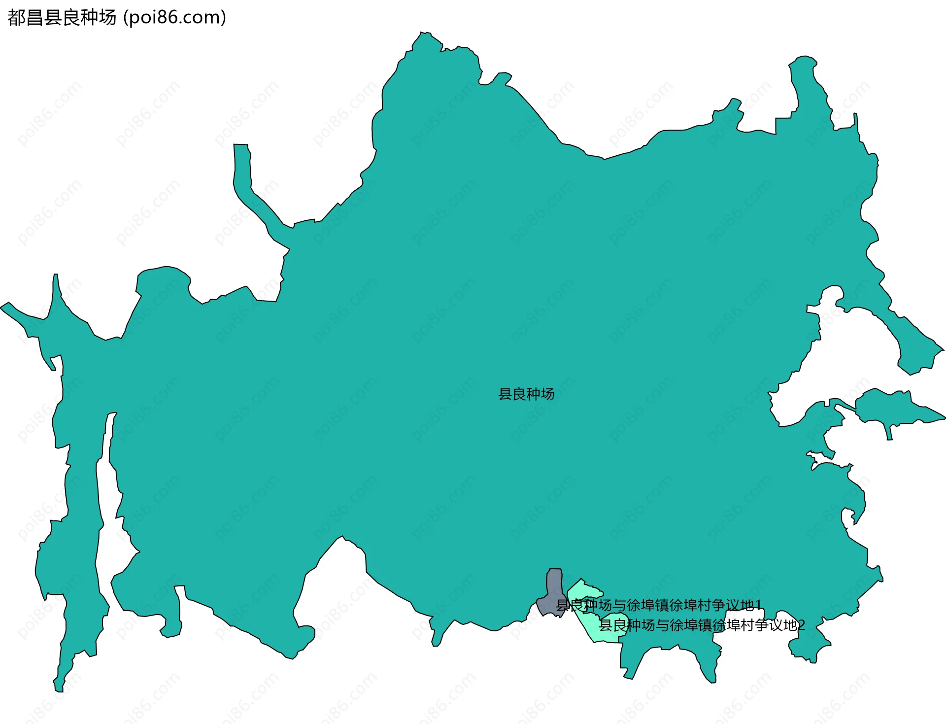 都昌县良种场边界地图(五级行政区划)