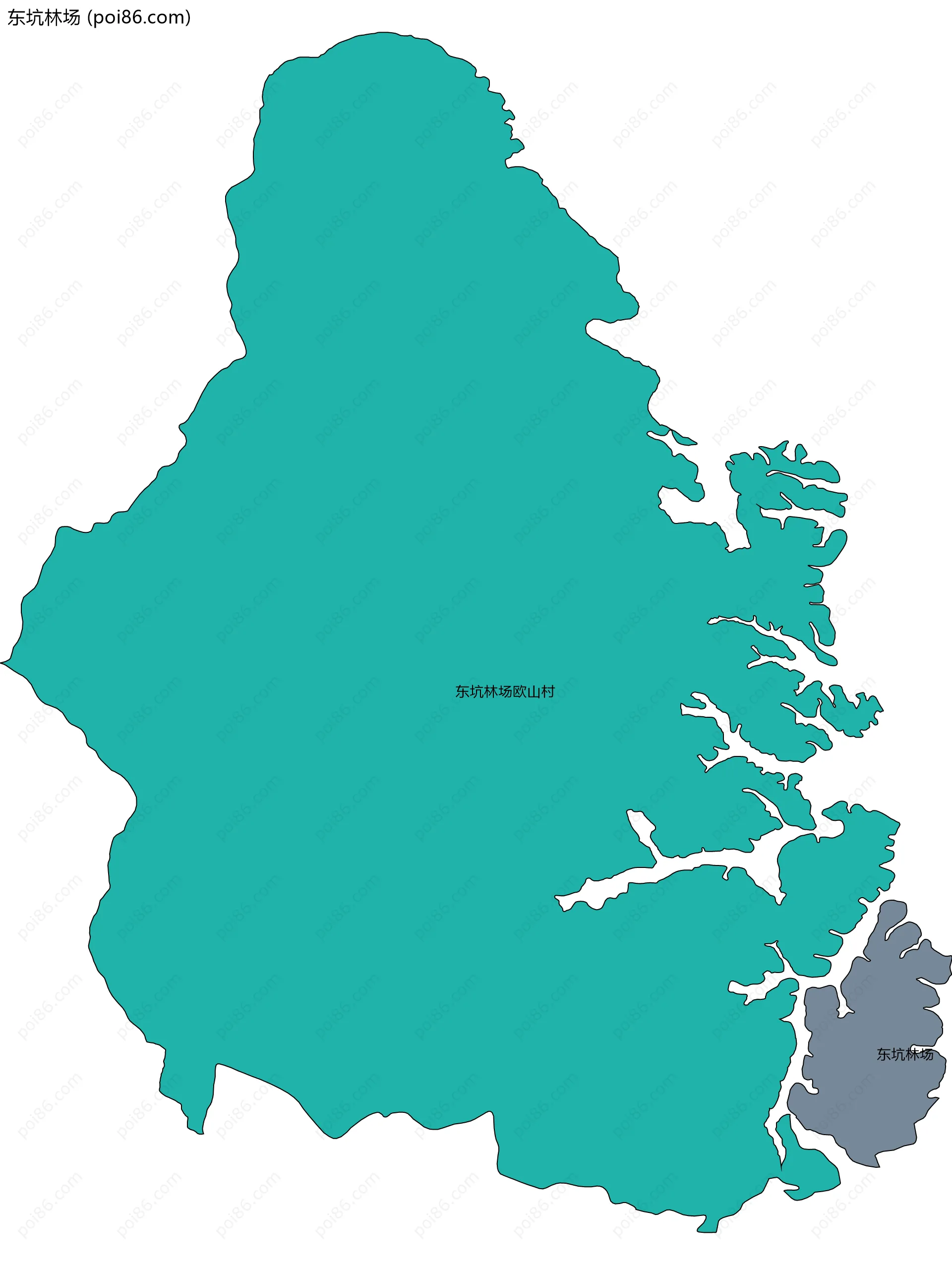 东坑林场边界地图(五级行政区划)