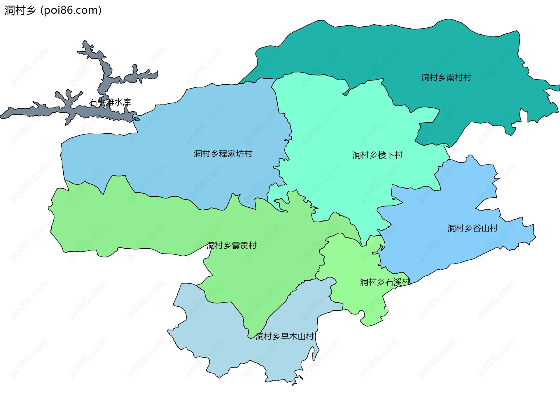 洞村乡边界地图(五级行政区划)