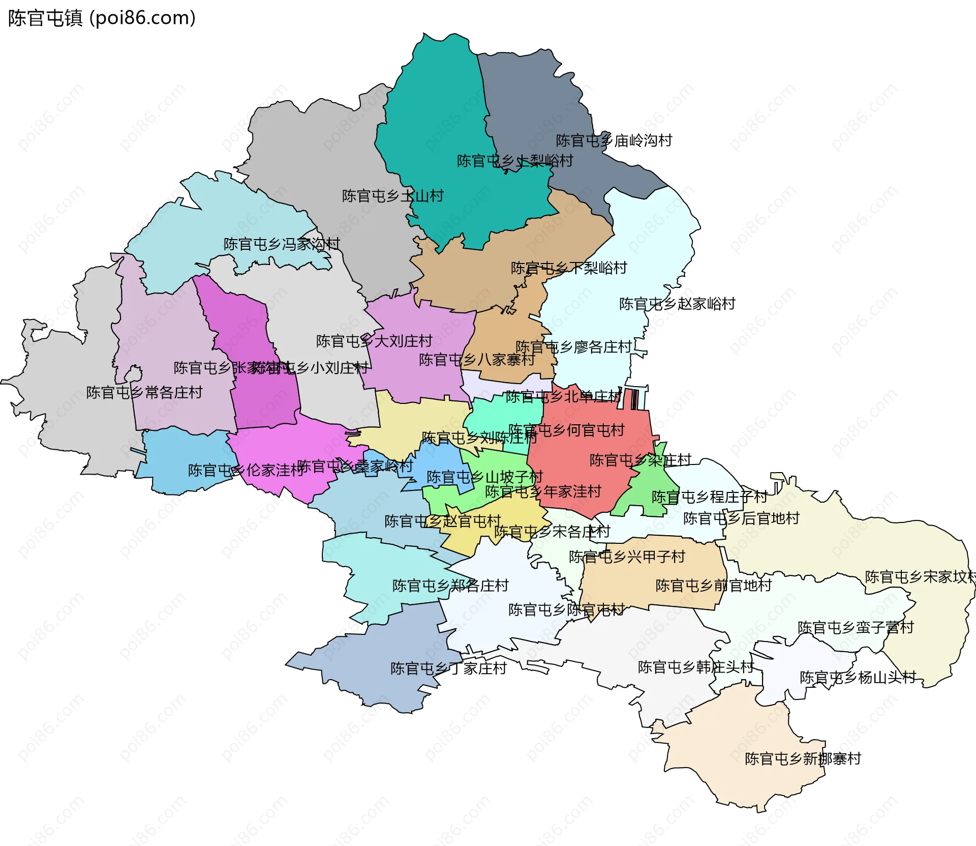 陈官屯镇边界地图(五级行政区划)