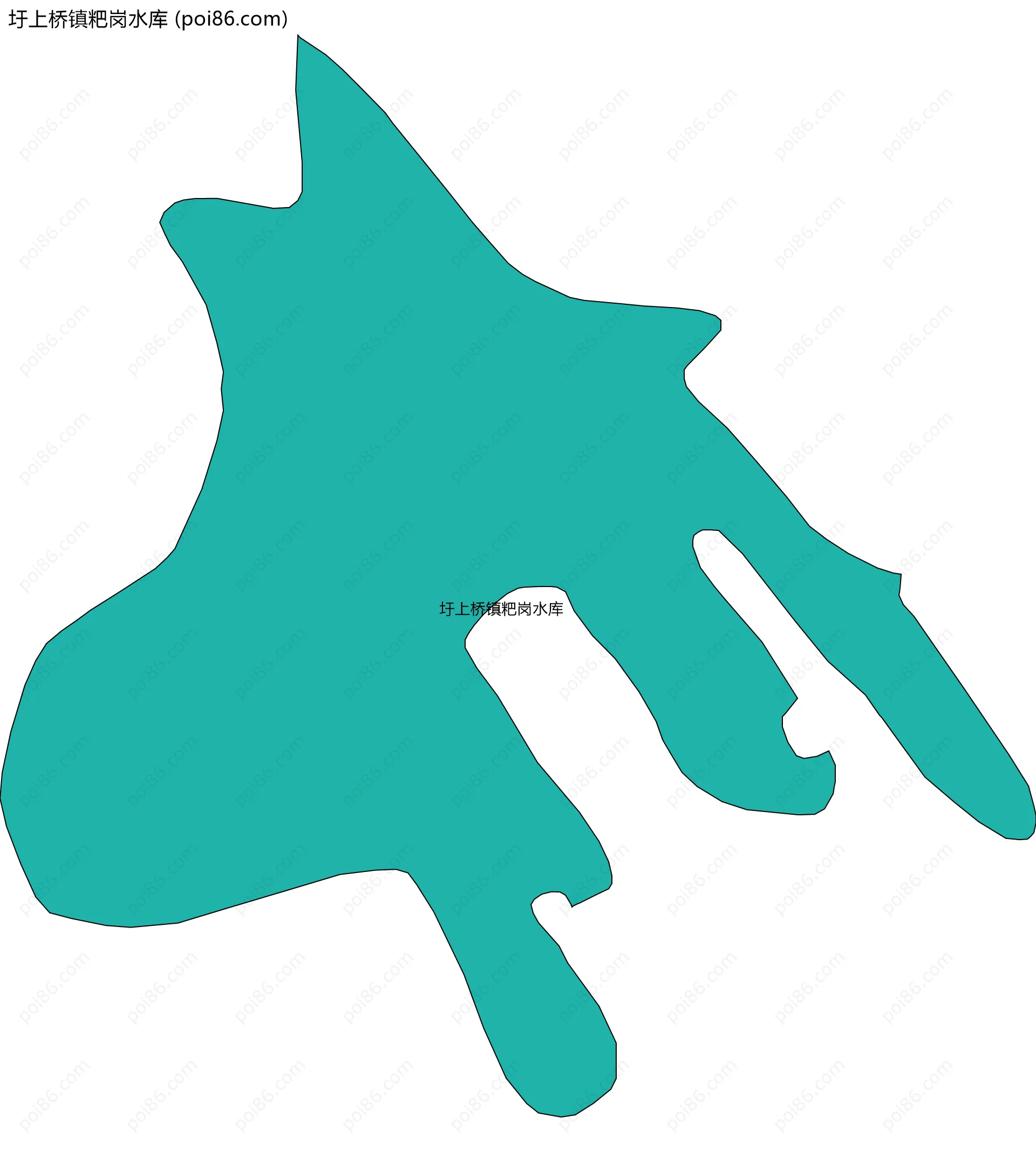 圩上桥镇粑岗水库边界地图