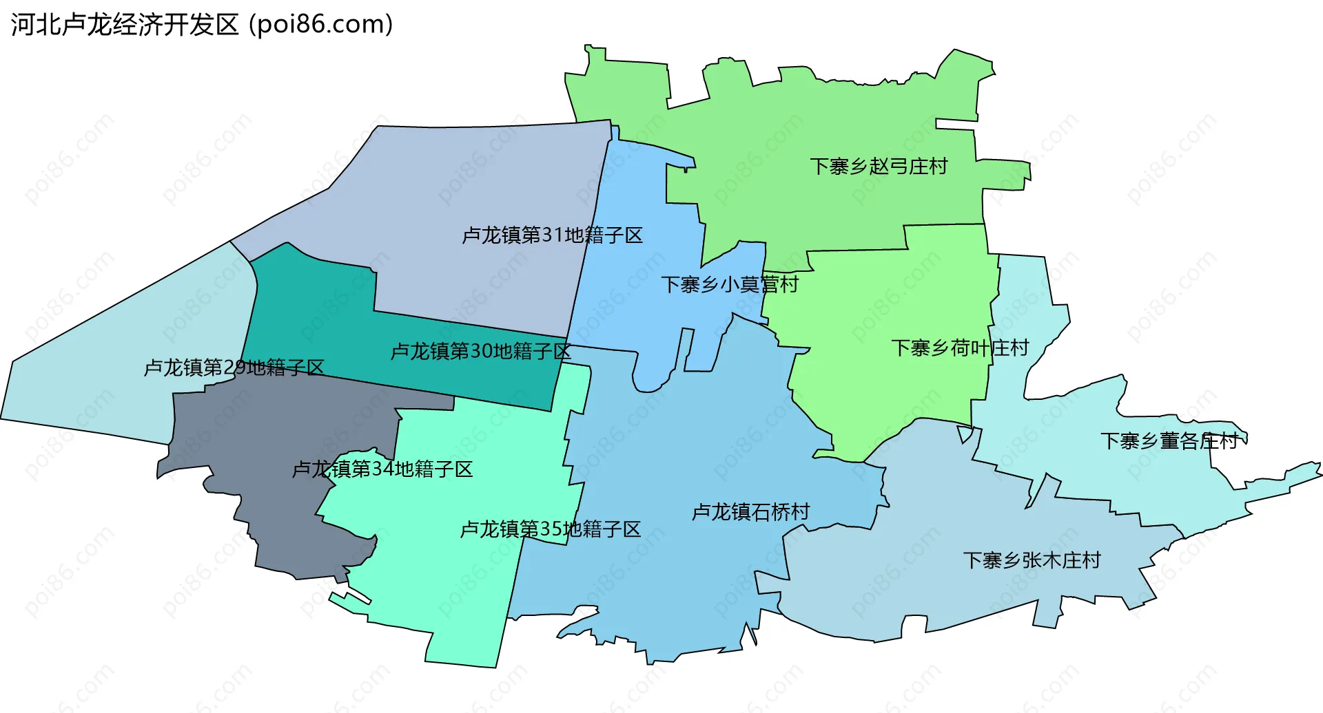 河北卢龙经济开发区边界地图(五级行政区划)