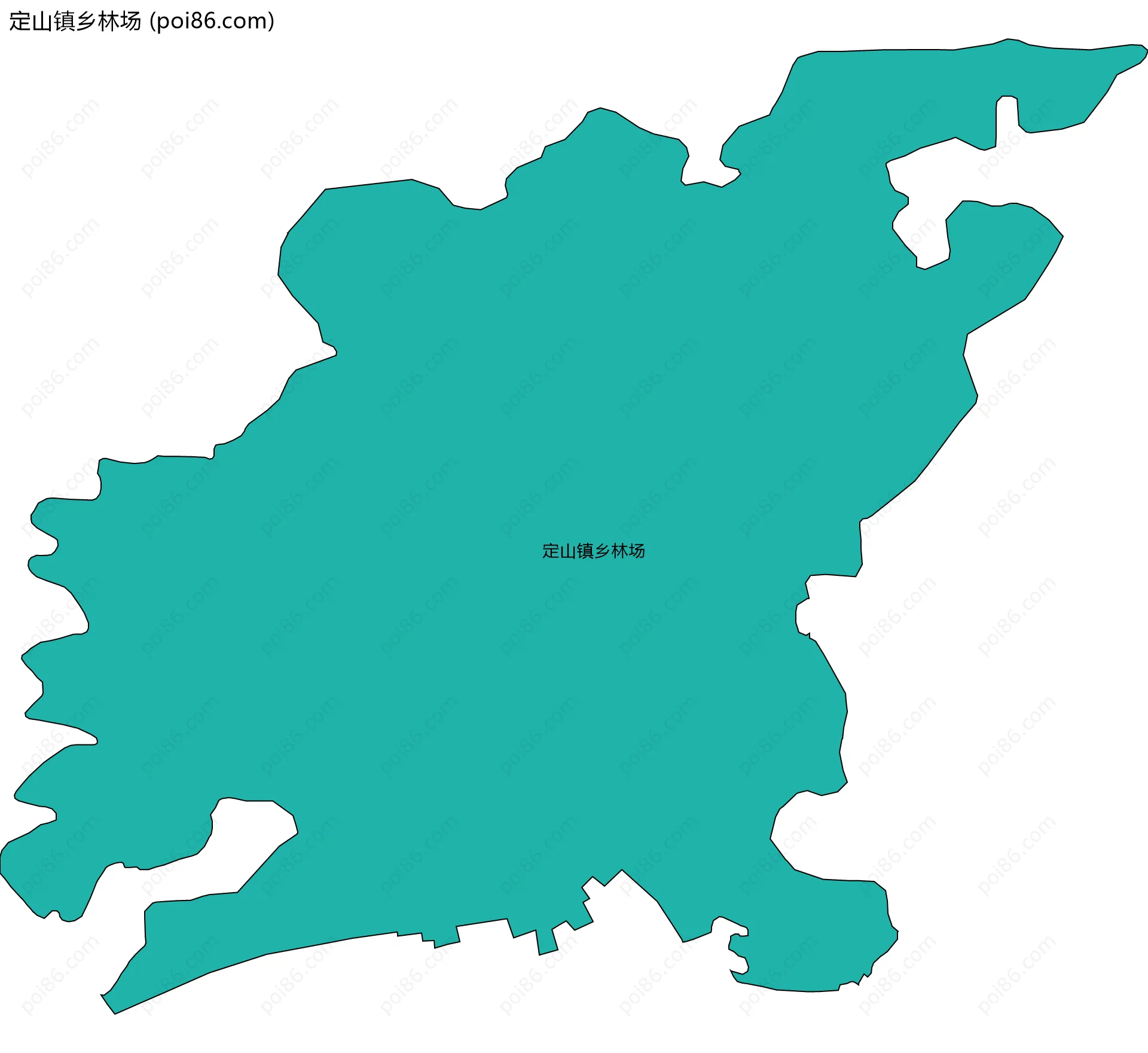 定山镇乡林场边界地图(五级行政区划)