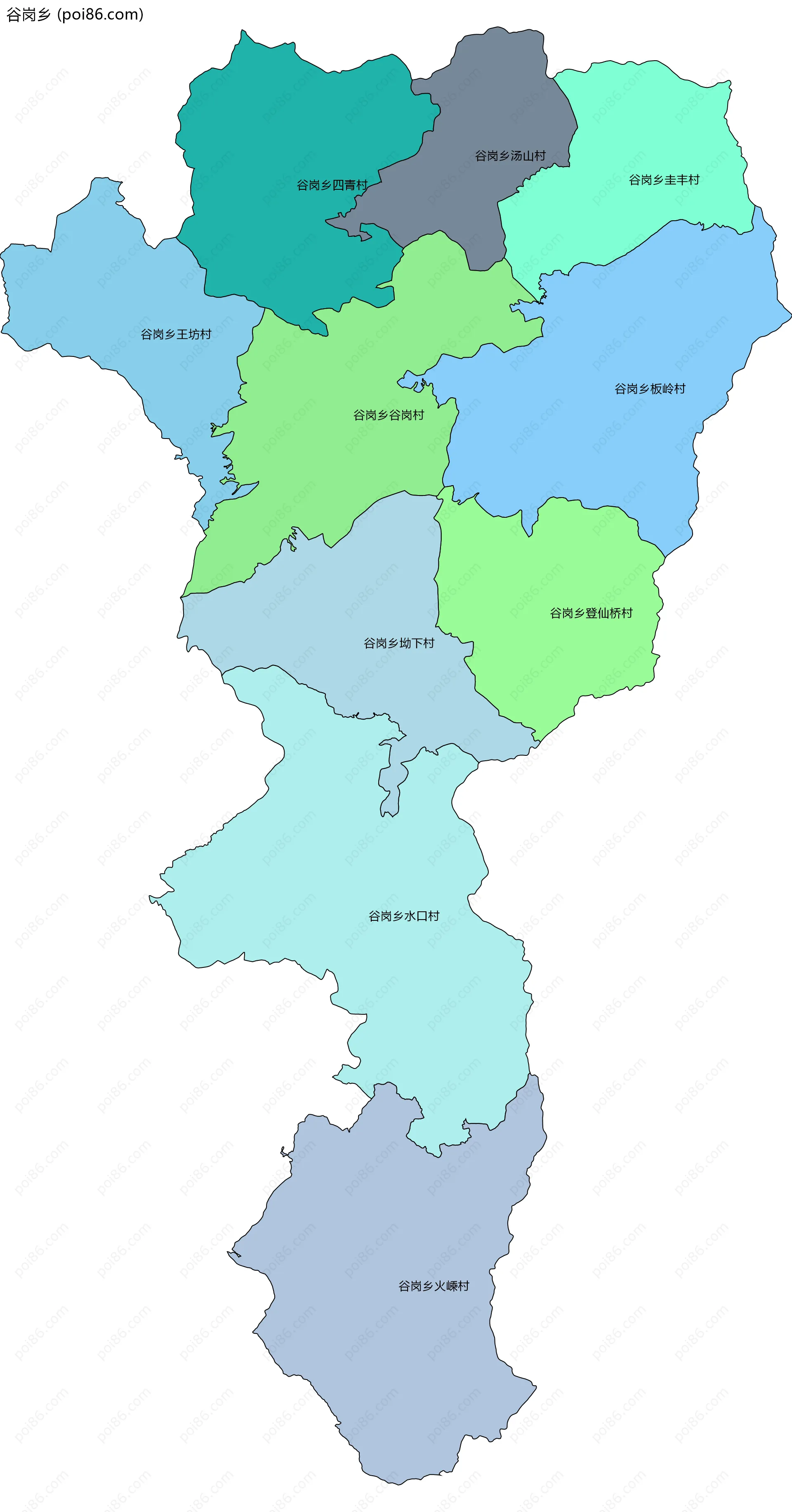 谷岗乡边界地图(五级行政区划)