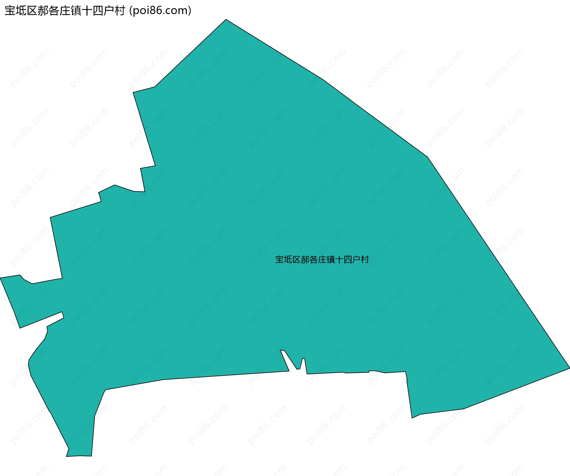 宝坻区郝各庄镇十四户村边界地图
