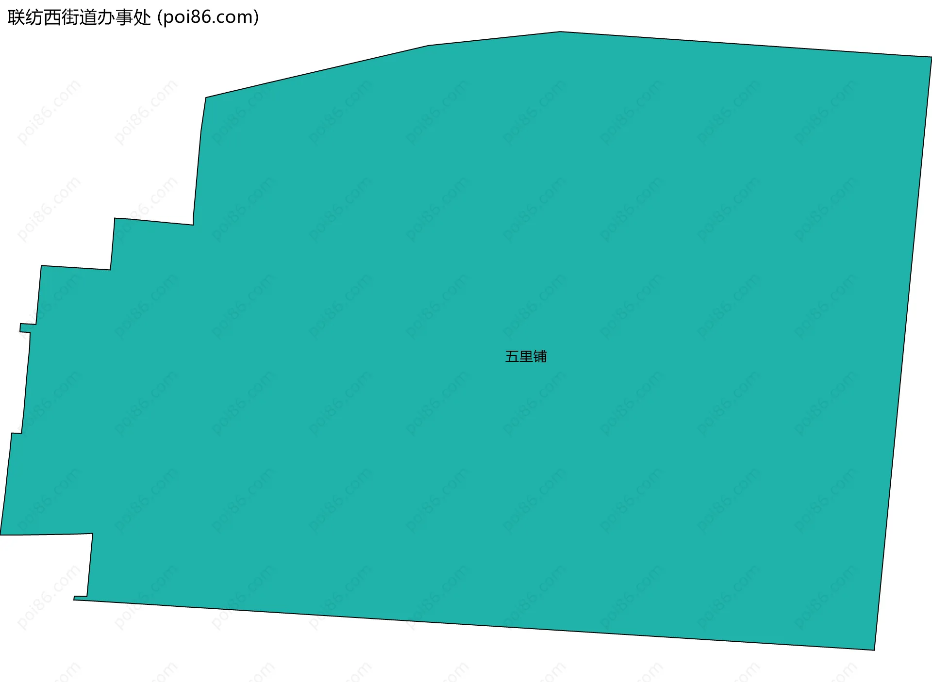 联纺西街道办事处边界地图(五级行政区划)