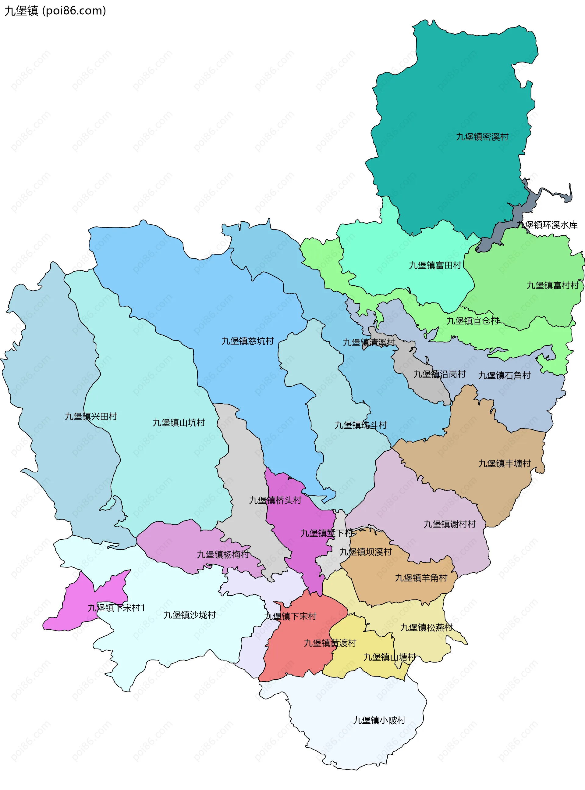 九堡镇边界地图(五级行政区划)