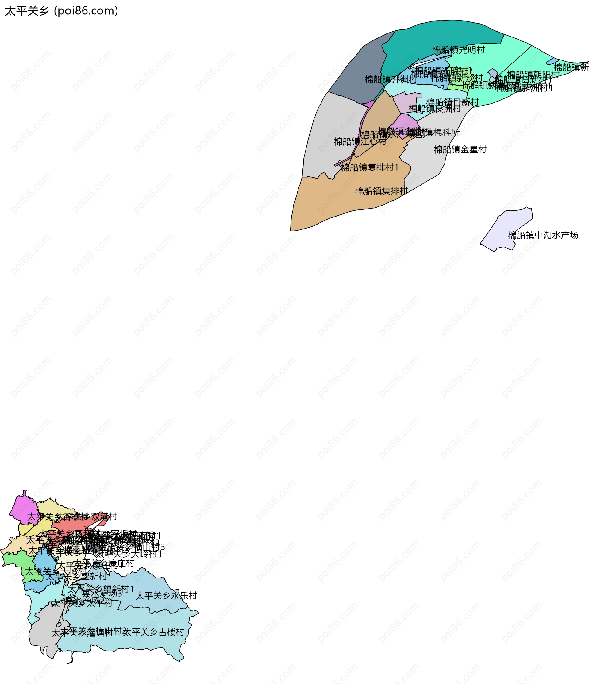 太平关乡边界地图(五级行政区划)