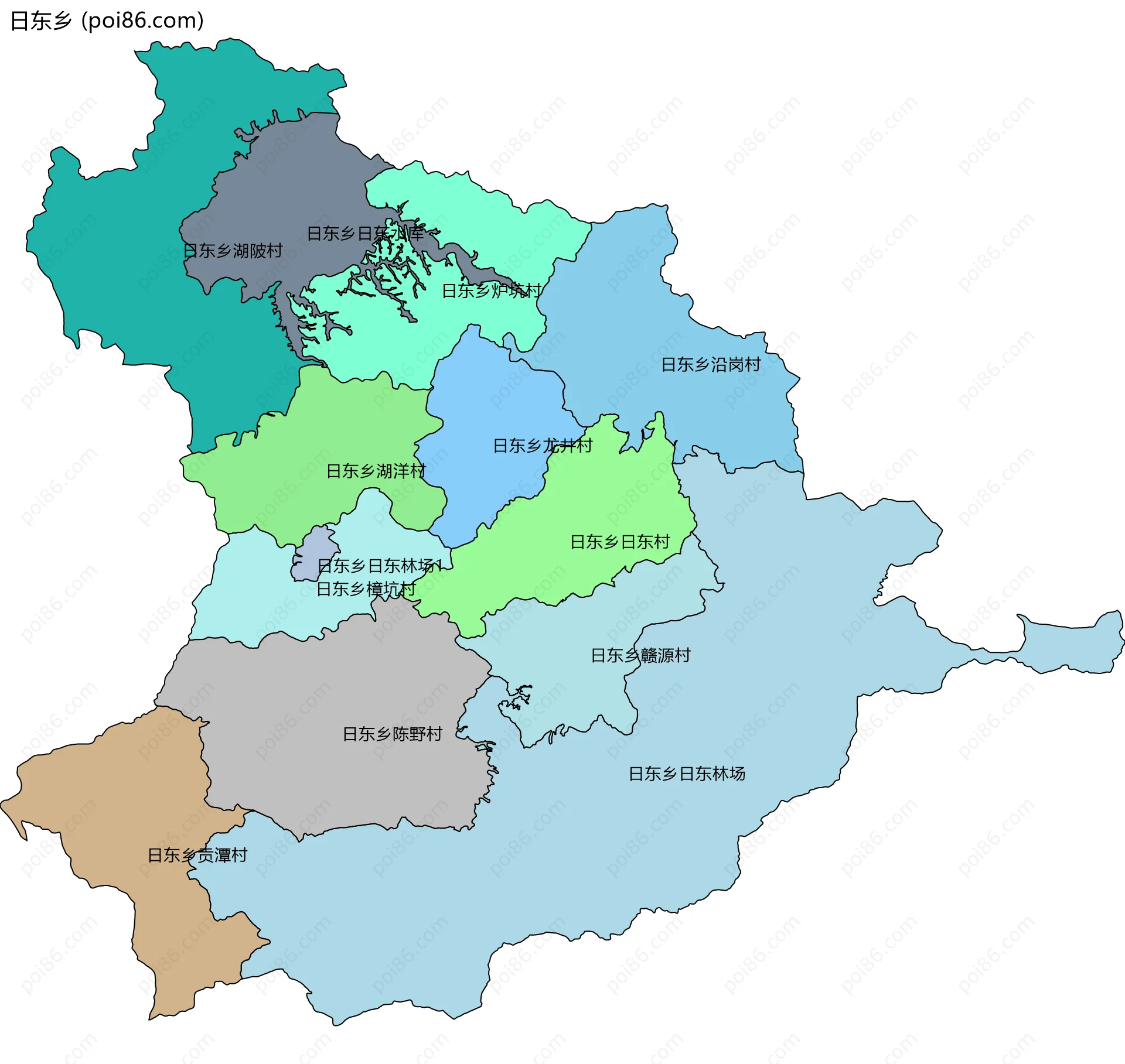 日东乡边界地图(五级行政区划)