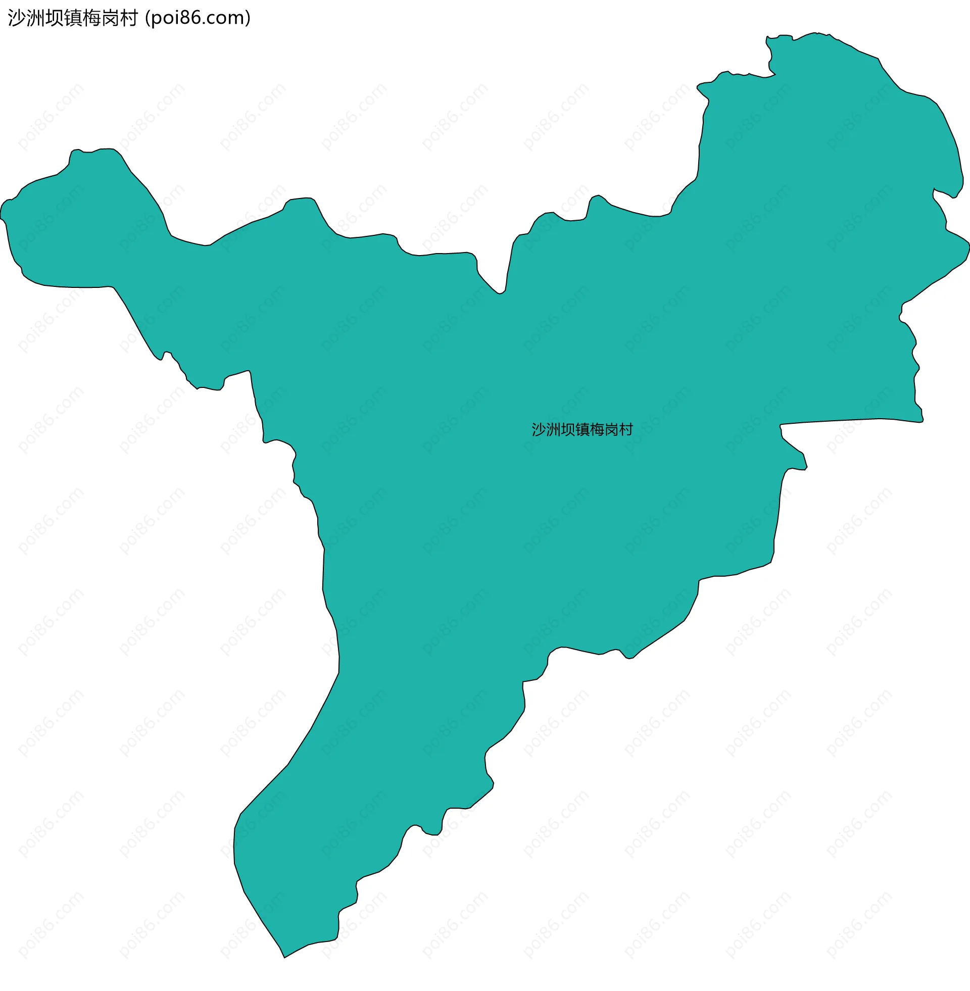 沙洲坝镇梅岗村边界地图