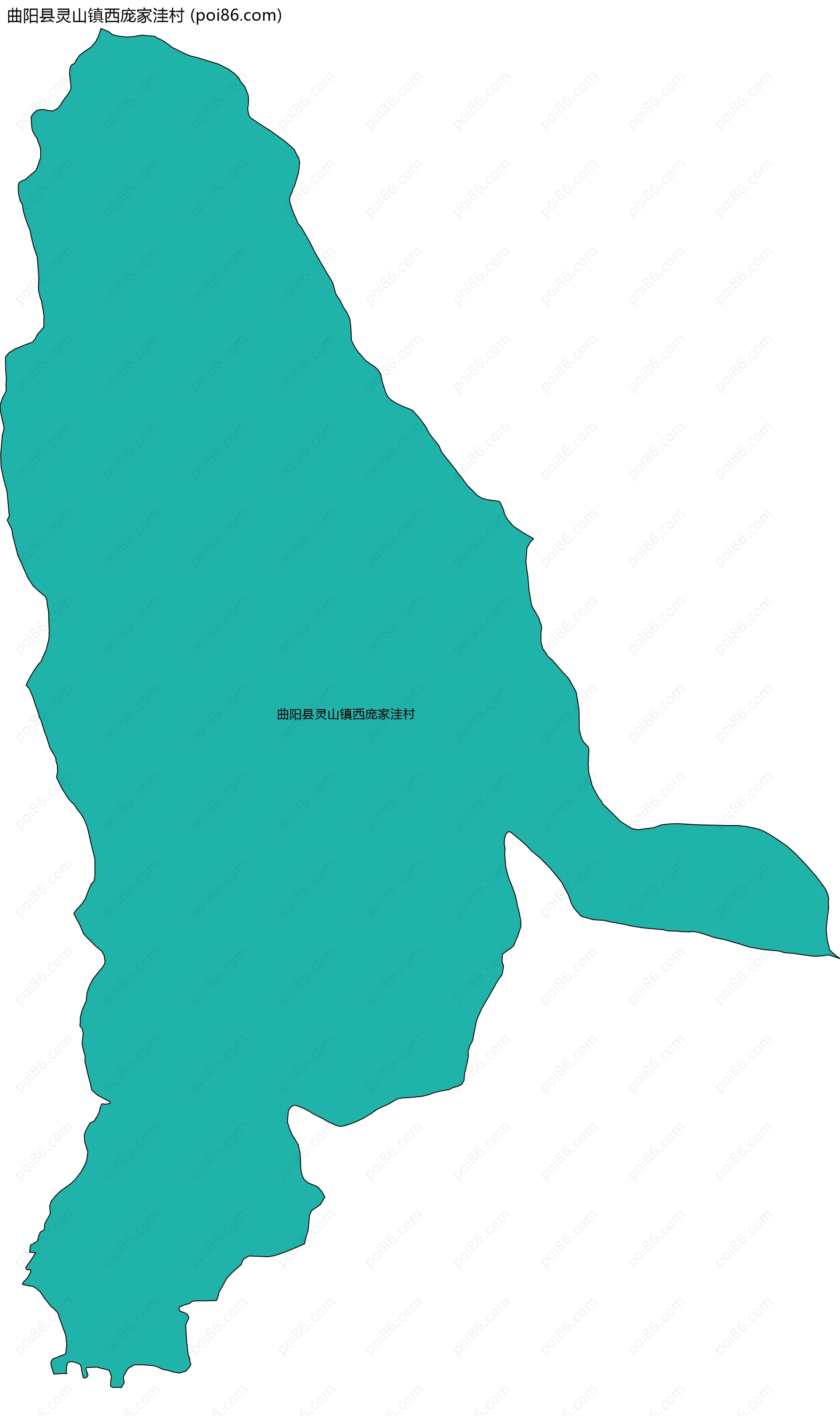 曲阳县灵山镇西庞家洼村边界地图