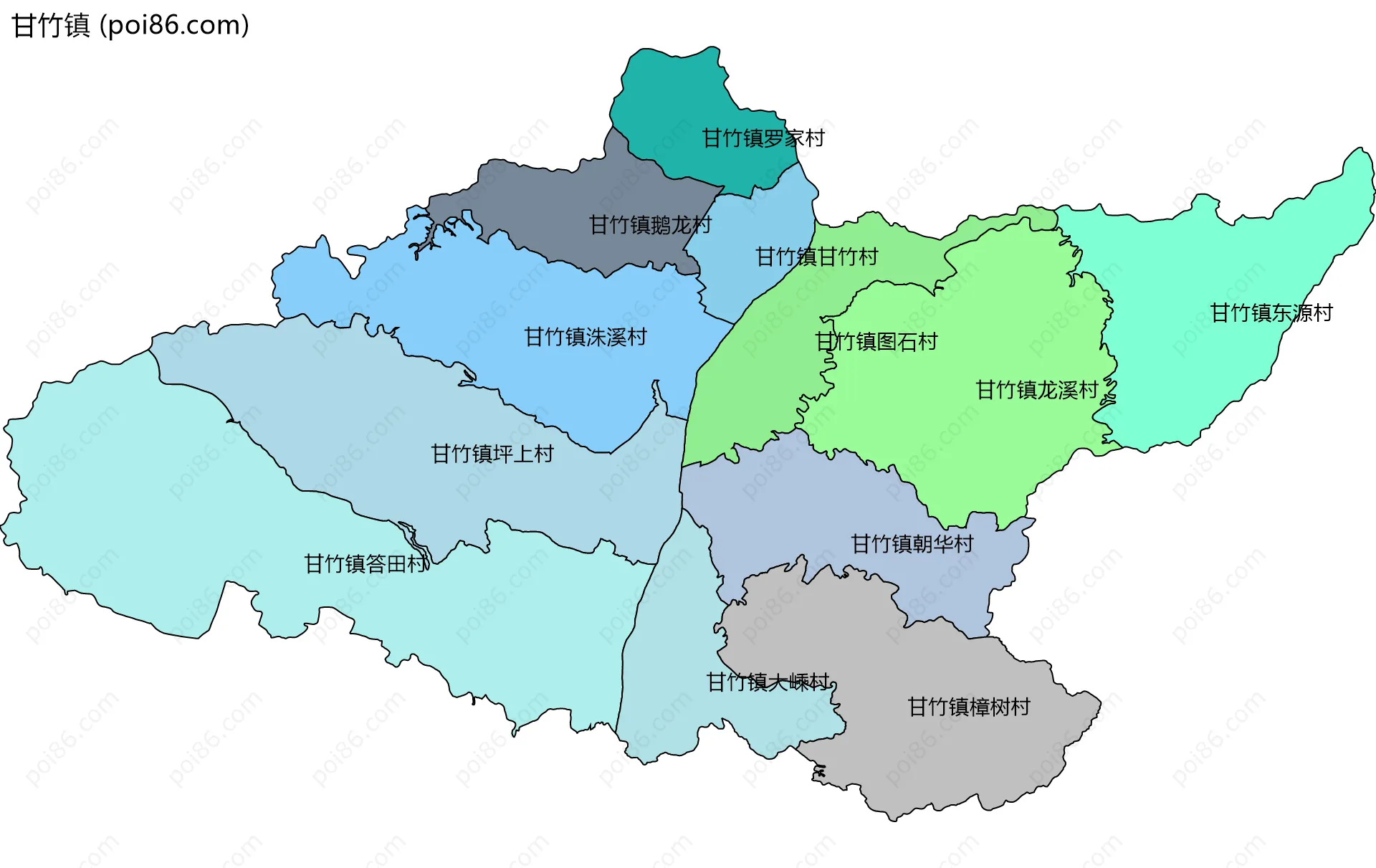 甘竹镇边界地图(五级行政区划)