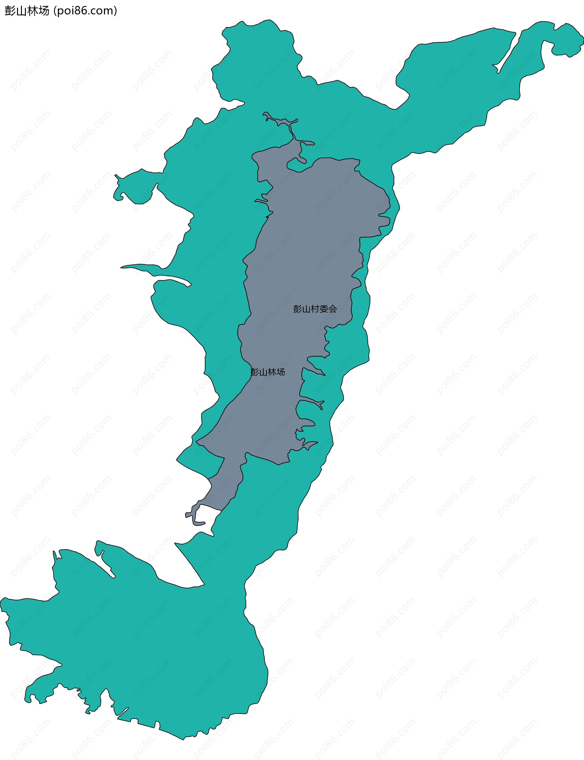 彭山林场边界地图(五级行政区划)