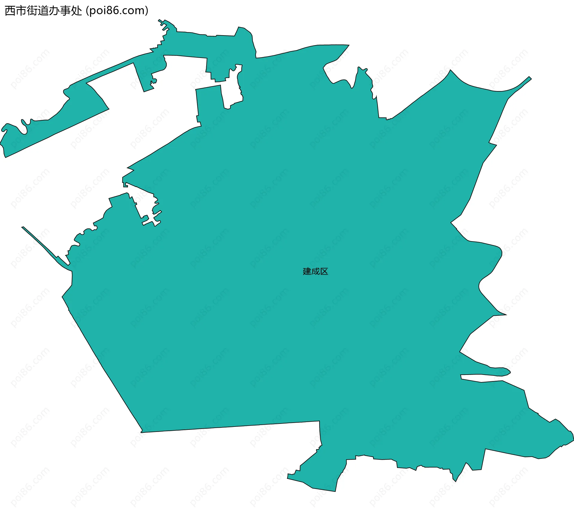 西市街道办事处边界地图(五级行政区划)