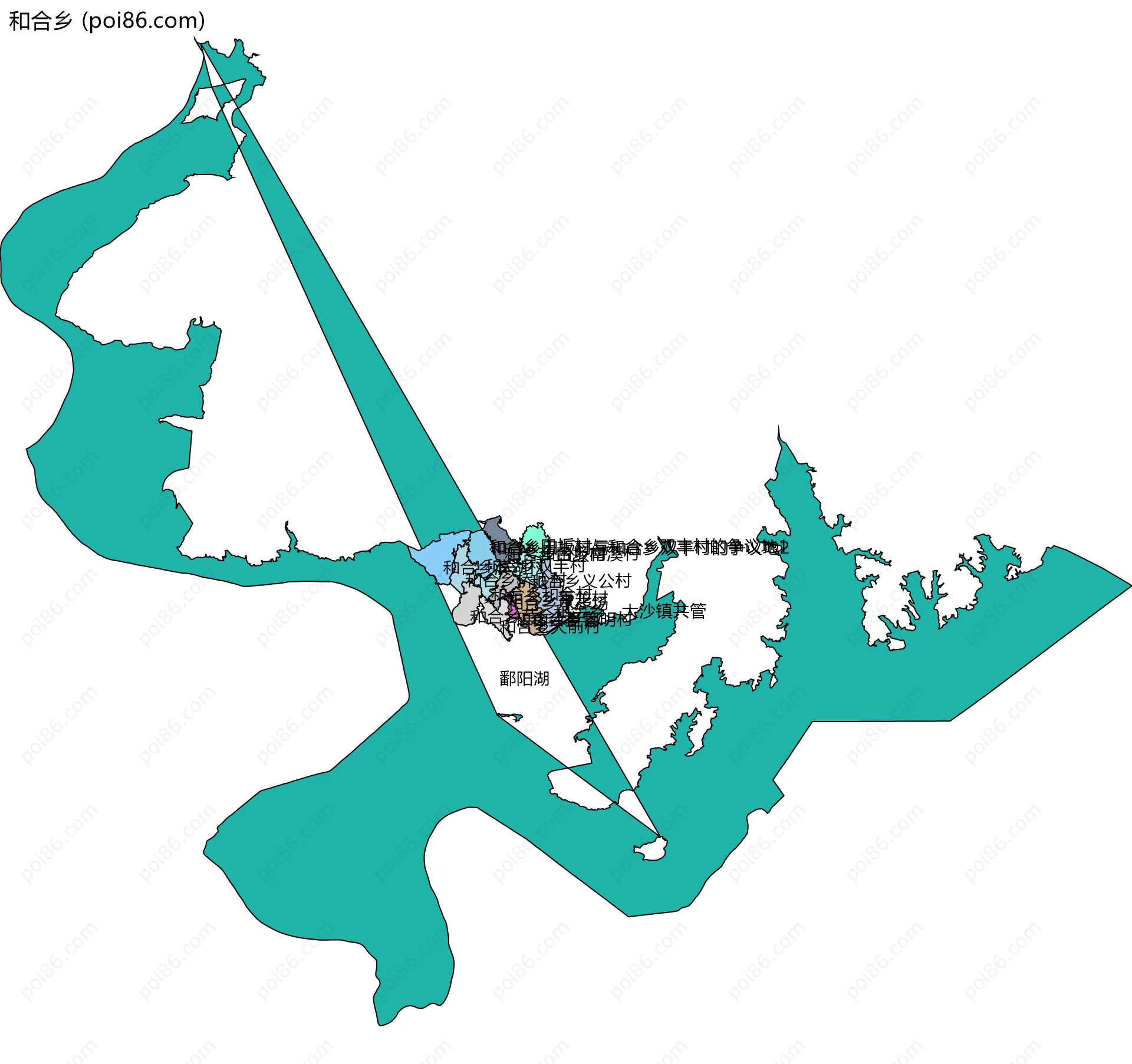 和合乡边界地图(五级行政区划)