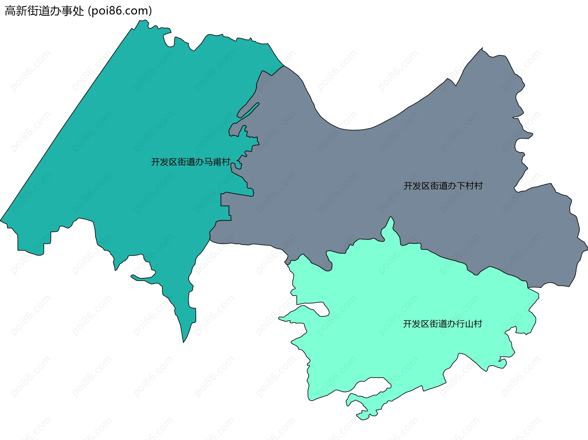 高新街道办事处边界地图(五级行政区划)