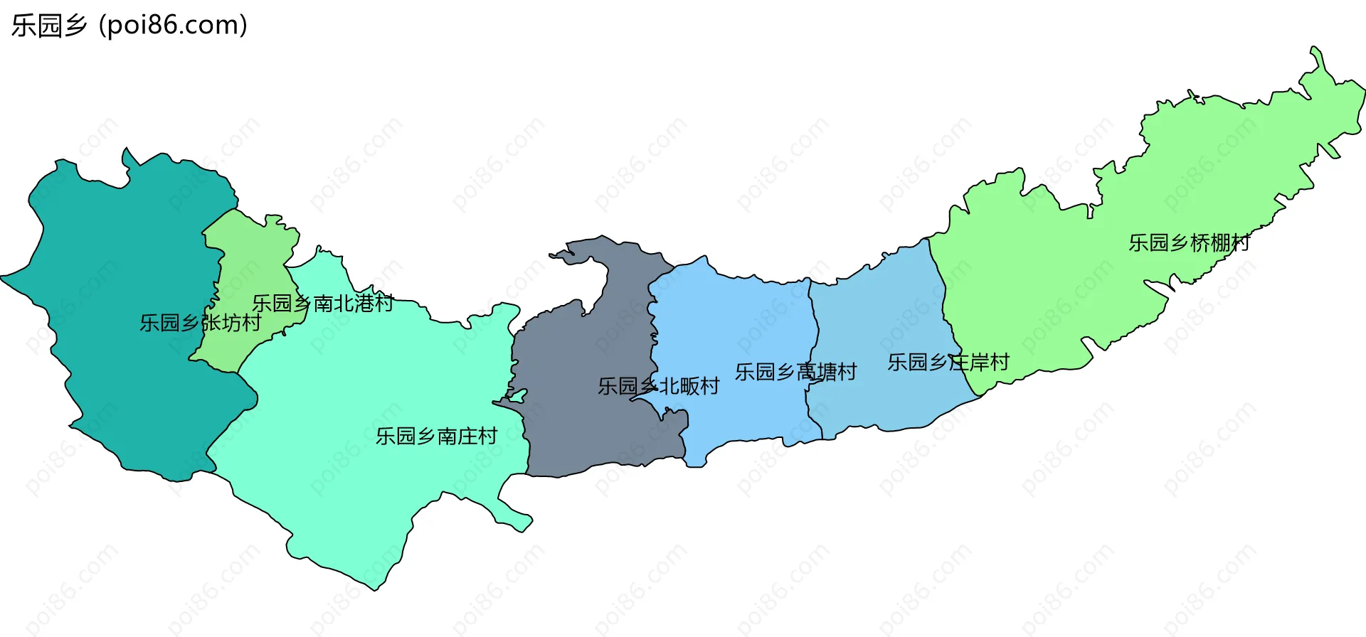 乐园乡边界地图(五级行政区划)