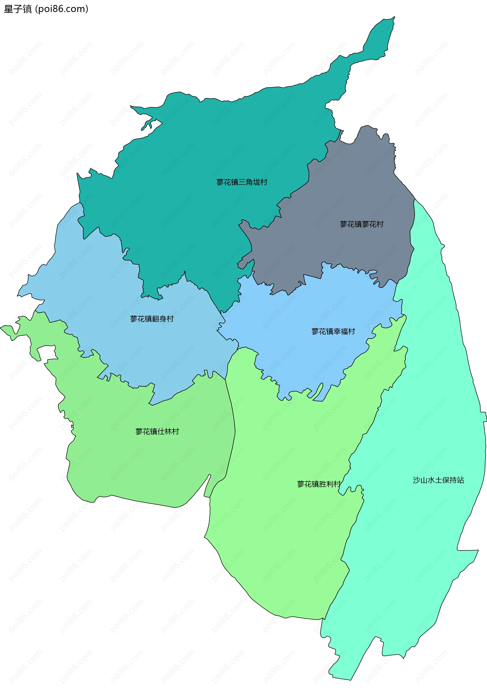 星子镇边界地图(五级行政区划)