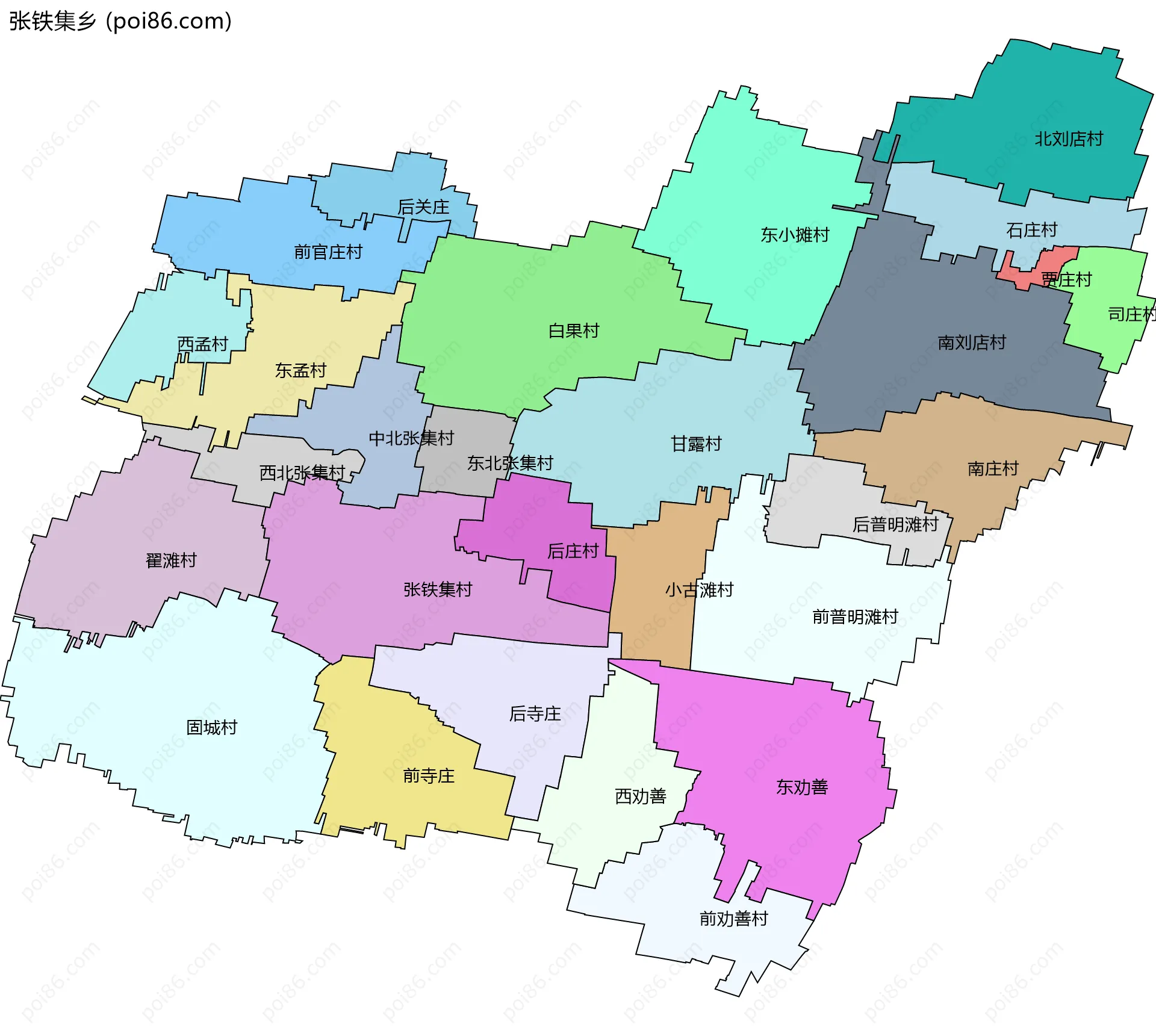 张铁集乡边界地图(五级行政区划)