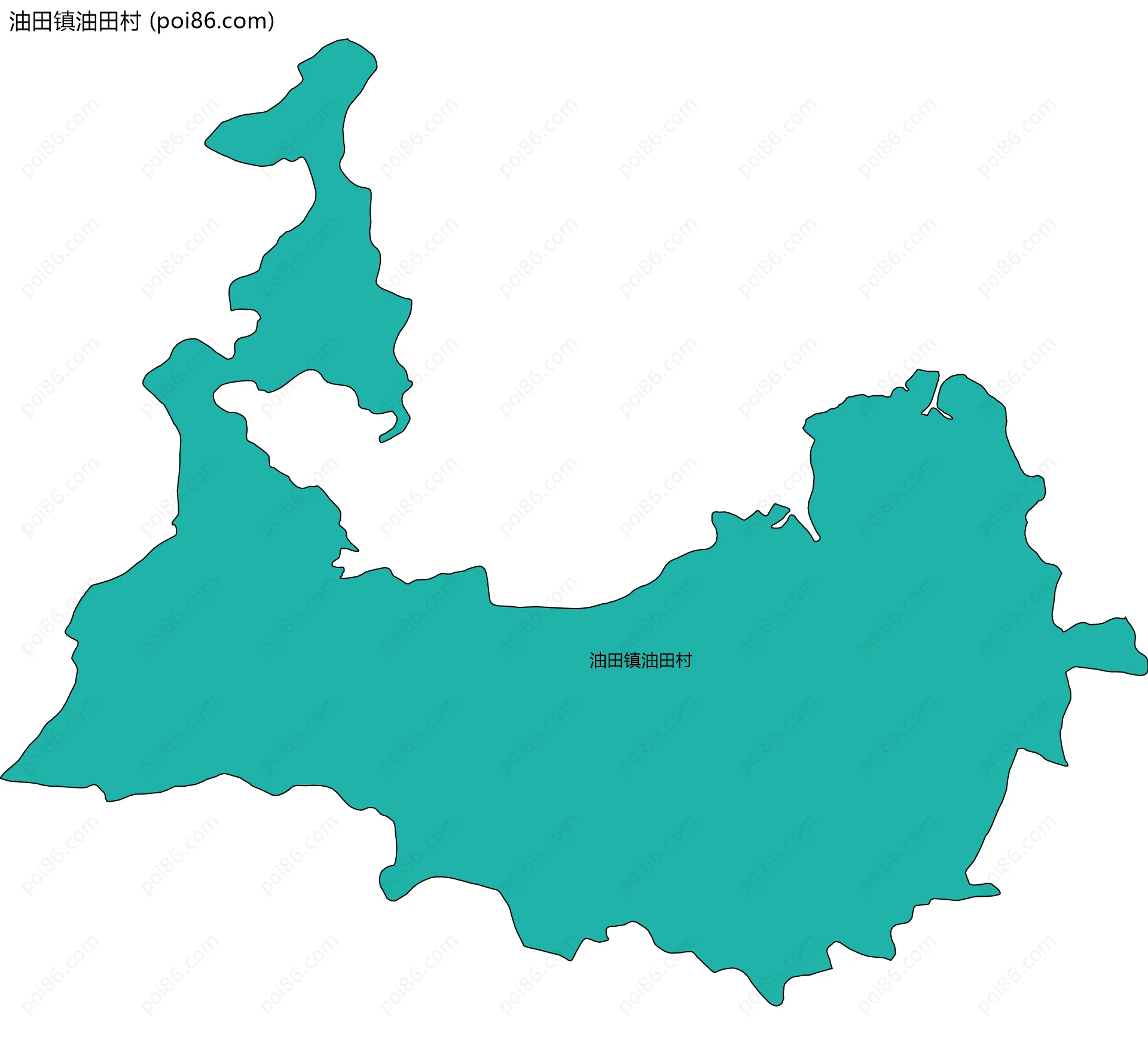 油田镇油田村边界地图