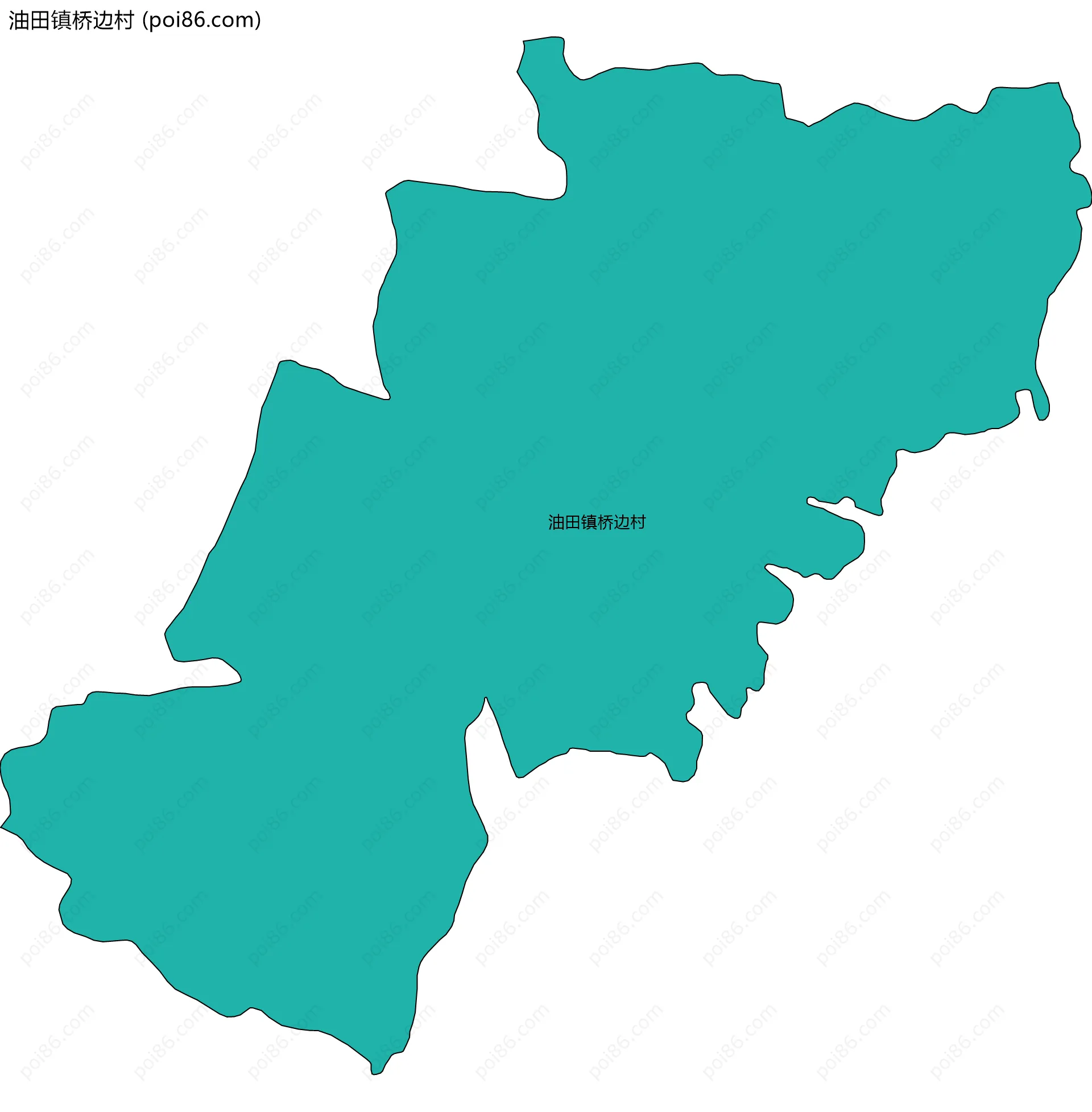 油田镇桥边村边界地图