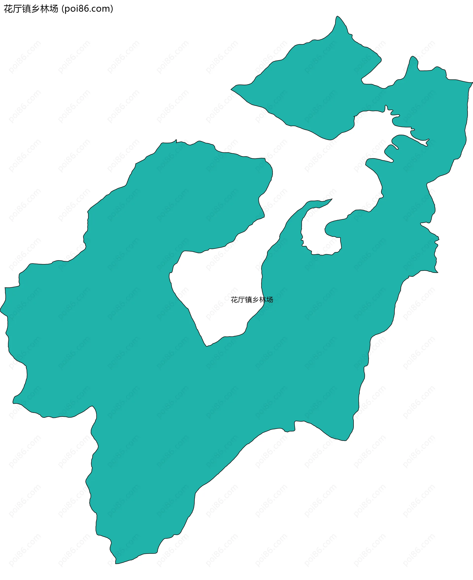 花厅镇乡林场边界地图(五级行政区划)