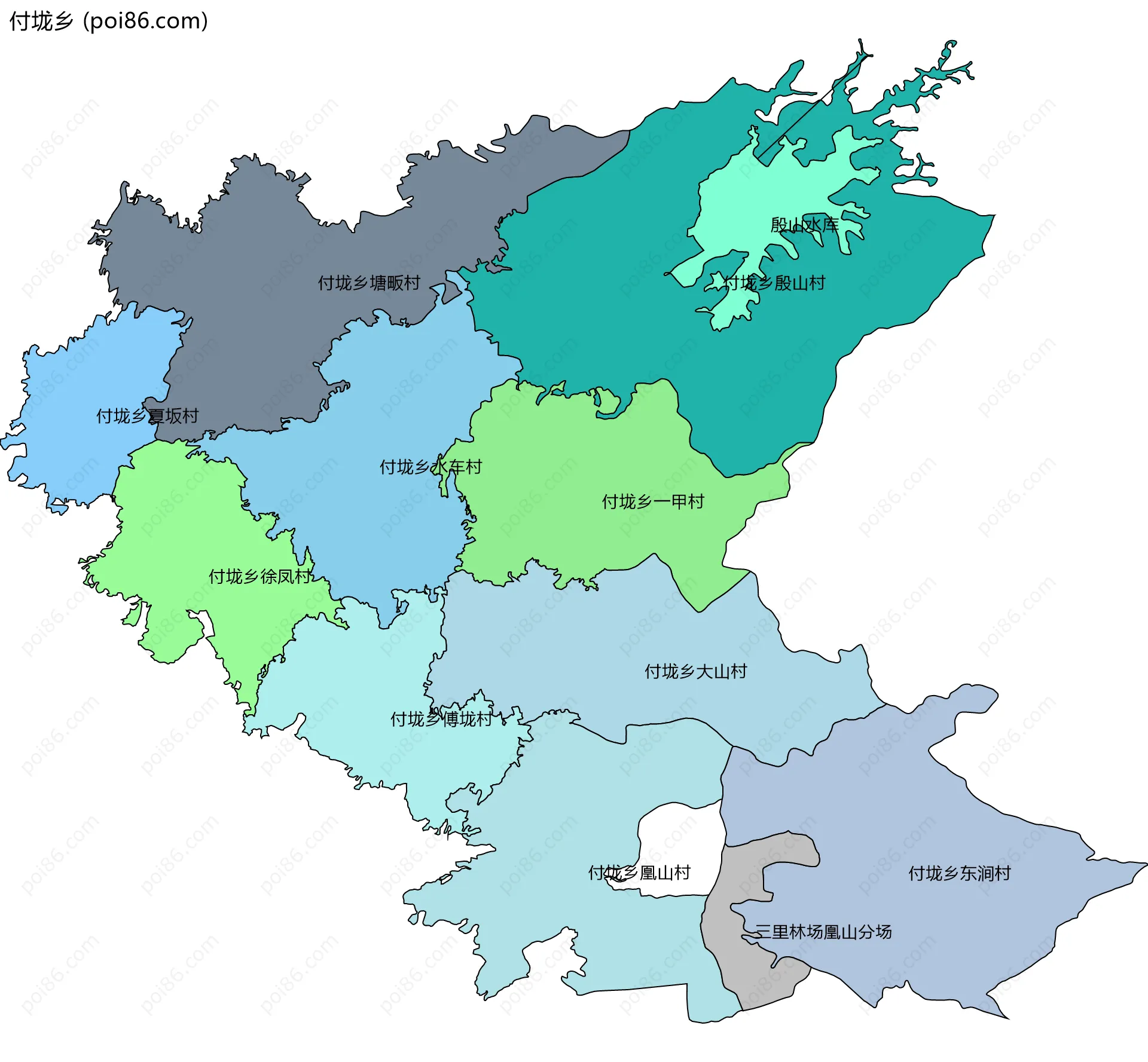 付垅乡边界地图(五级行政区划)