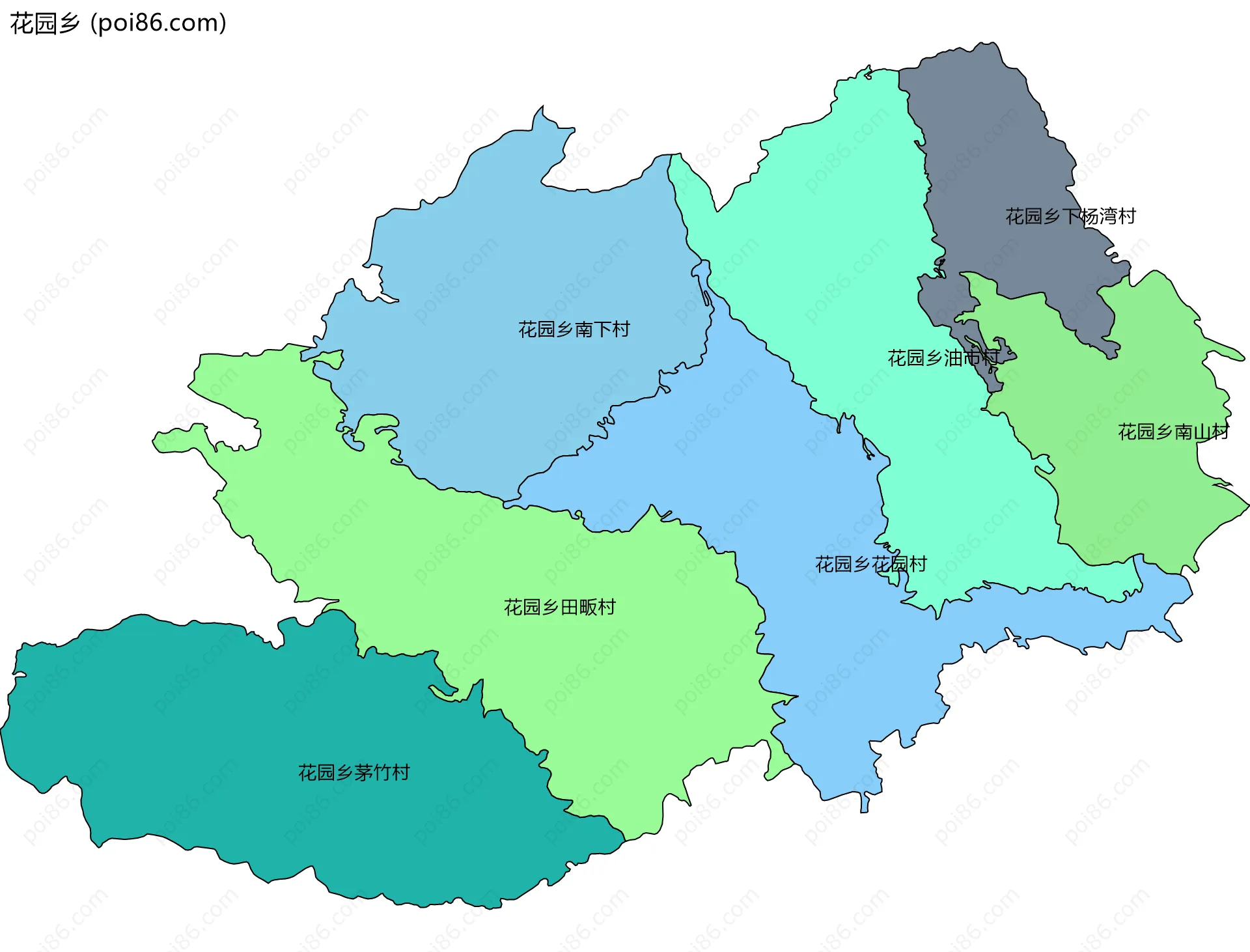 花园乡边界地图(五级行政区划)