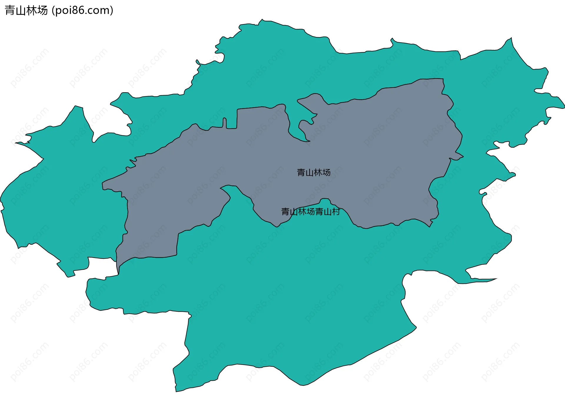 青山林场边界地图(五级行政区划)