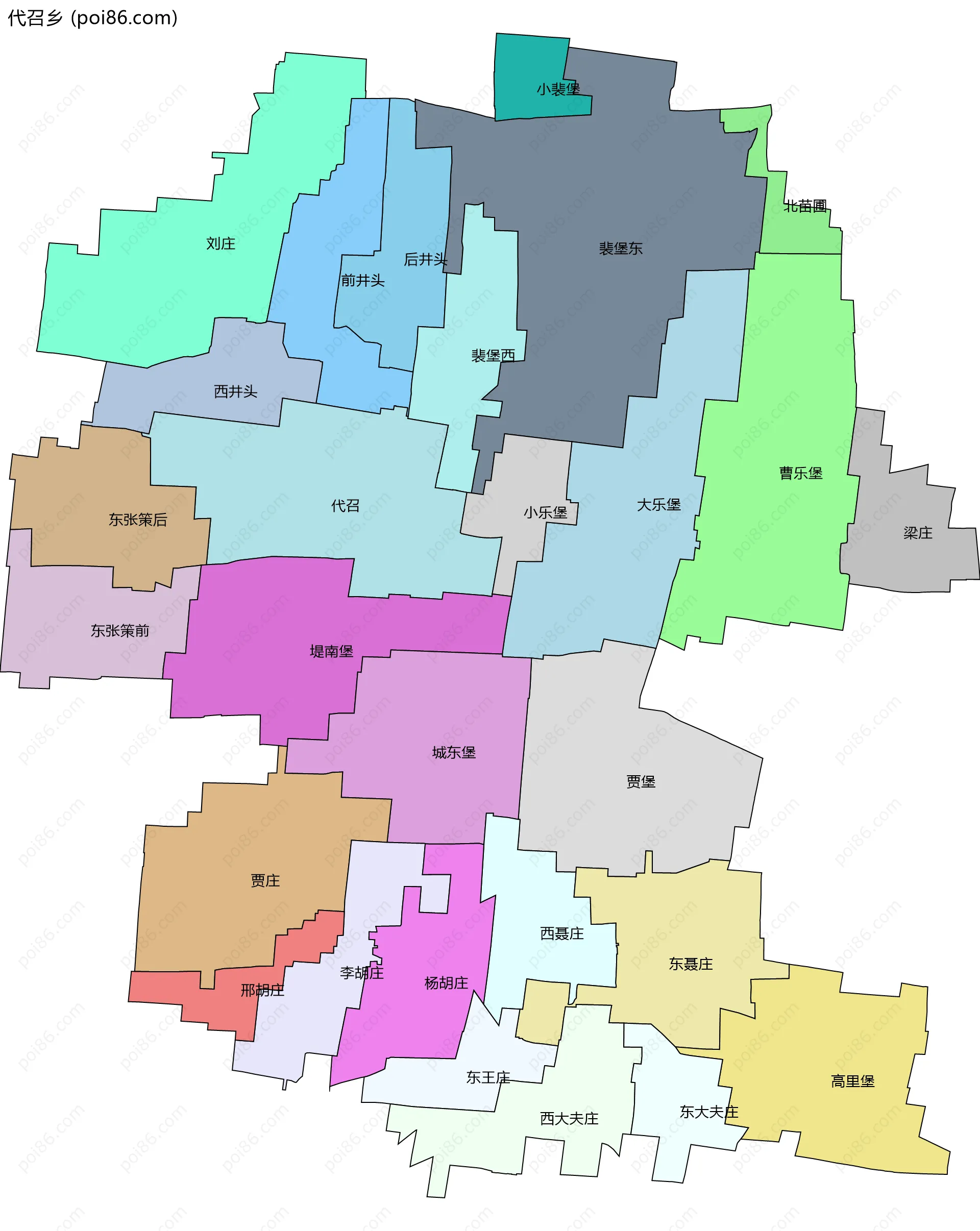 代召乡边界地图(五级行政区划)