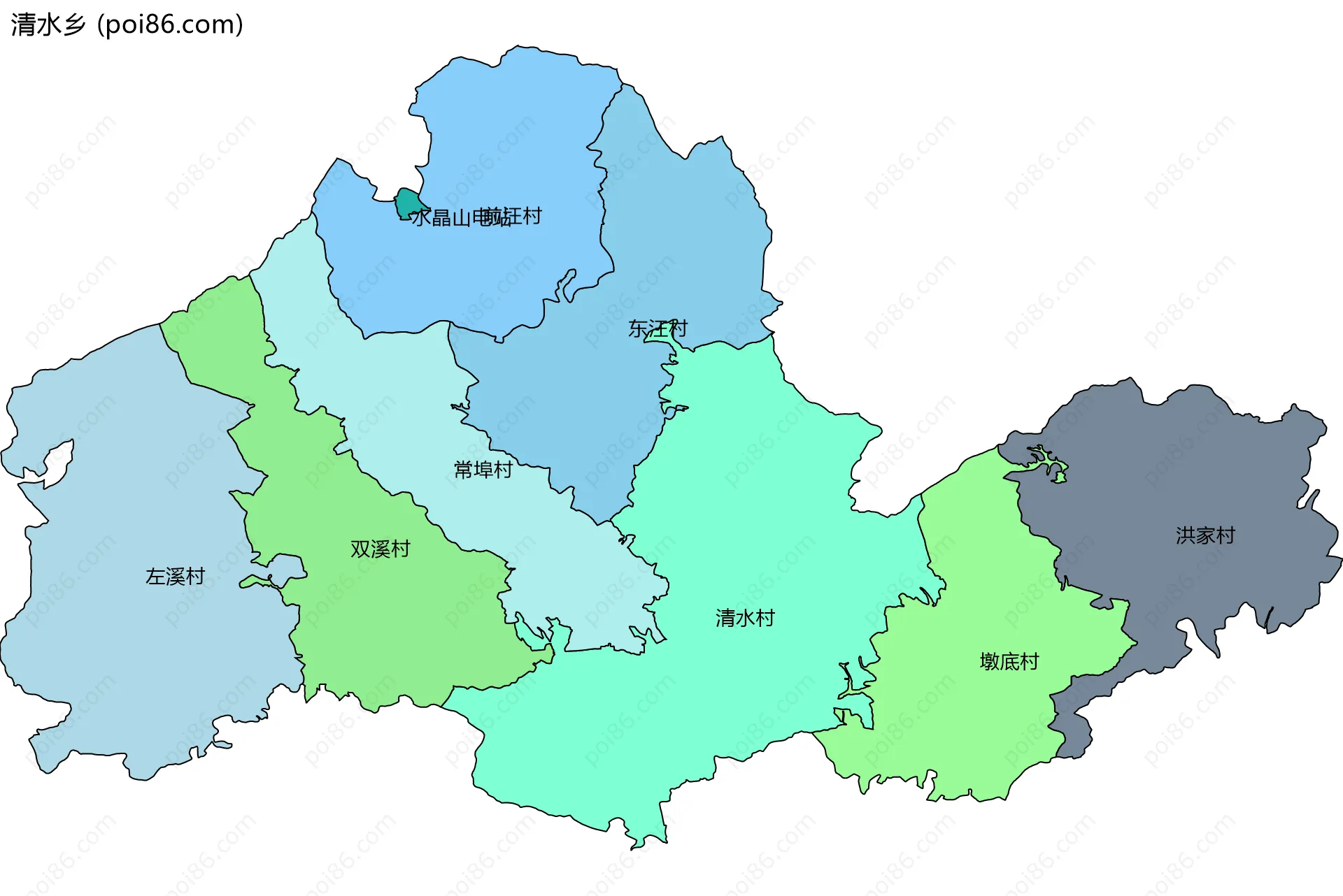 清水乡边界地图(五级行政区划)