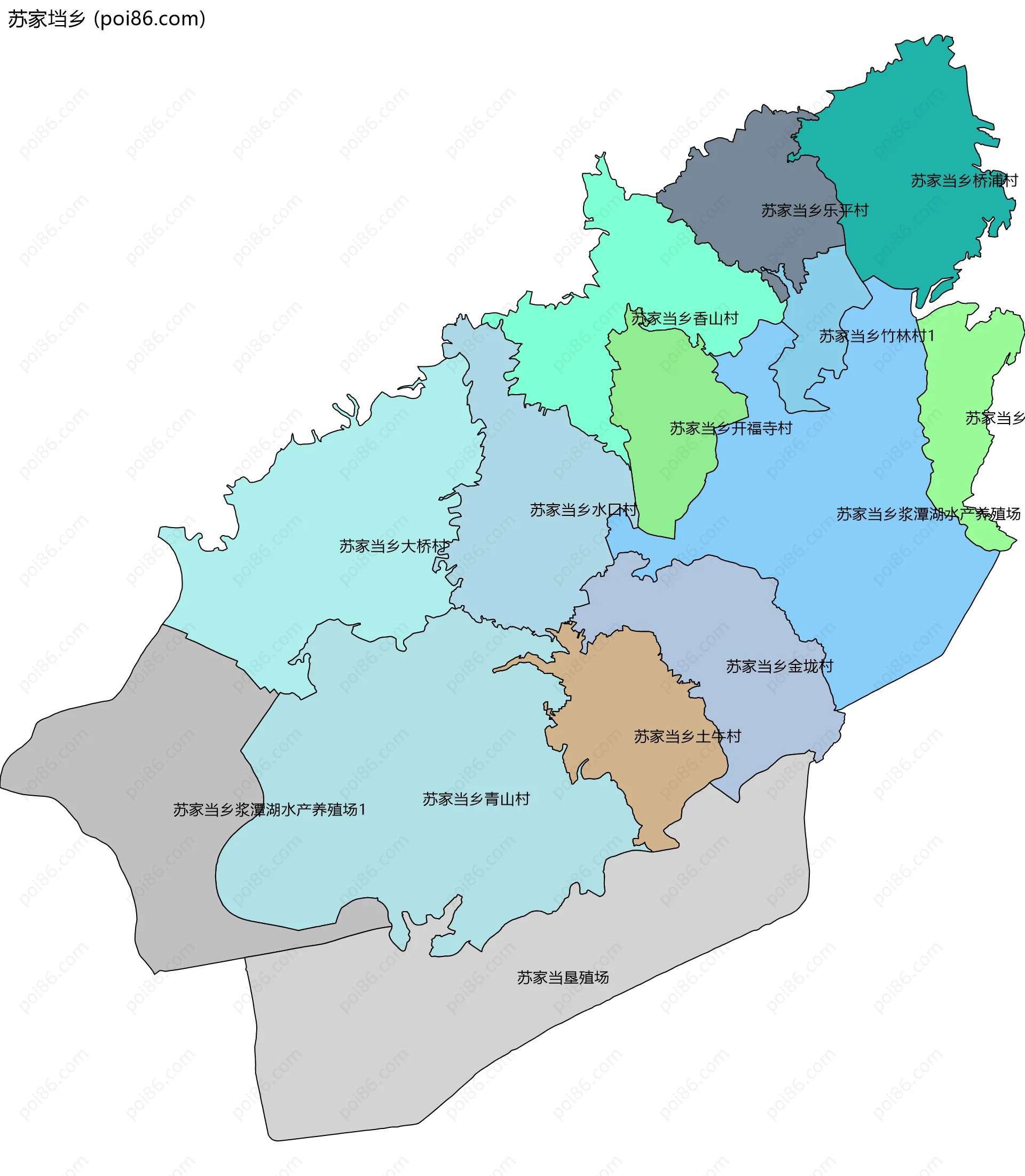 苏家垱乡边界地图(五级行政区划)