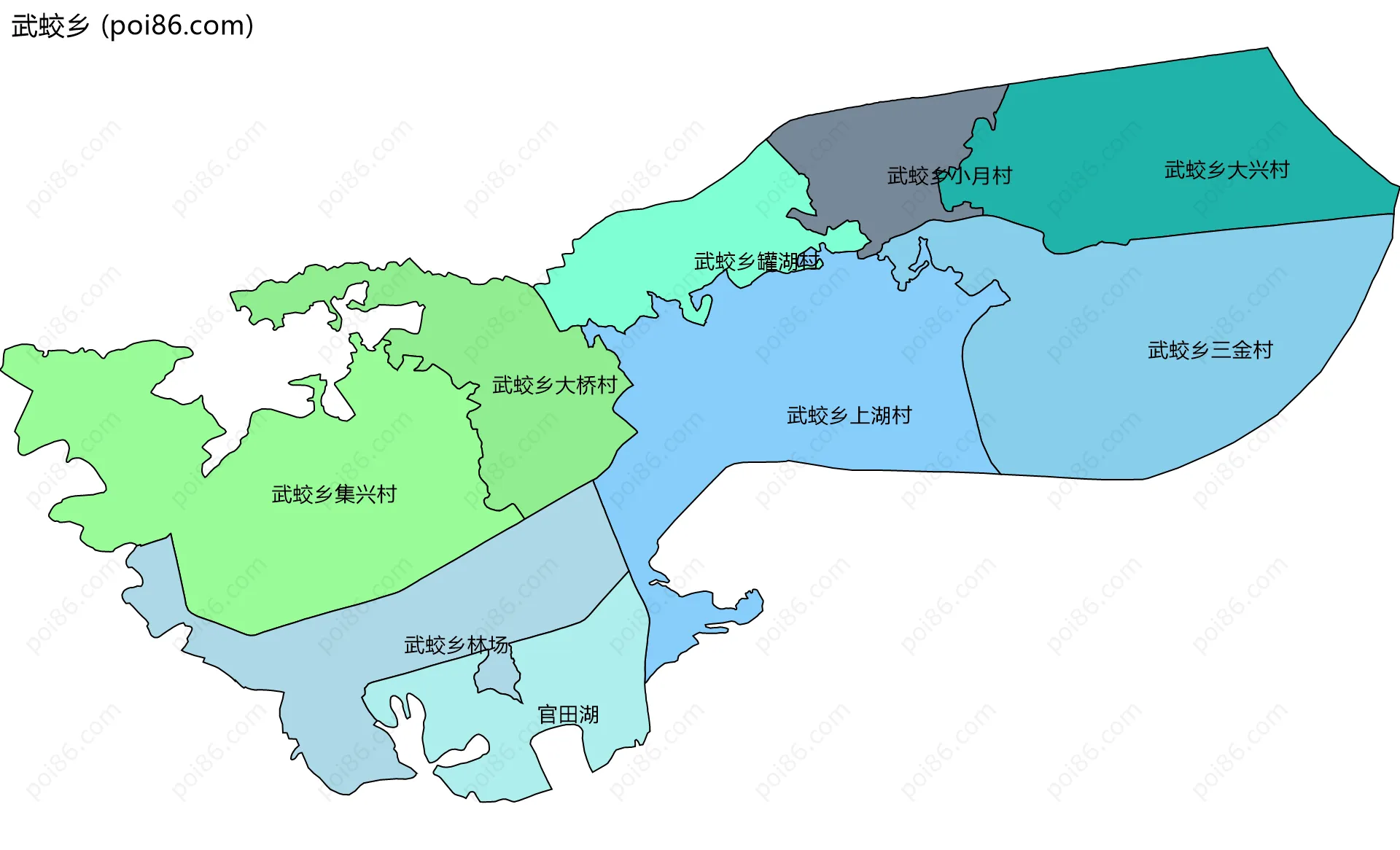 武蛟乡边界地图(五级行政区划)