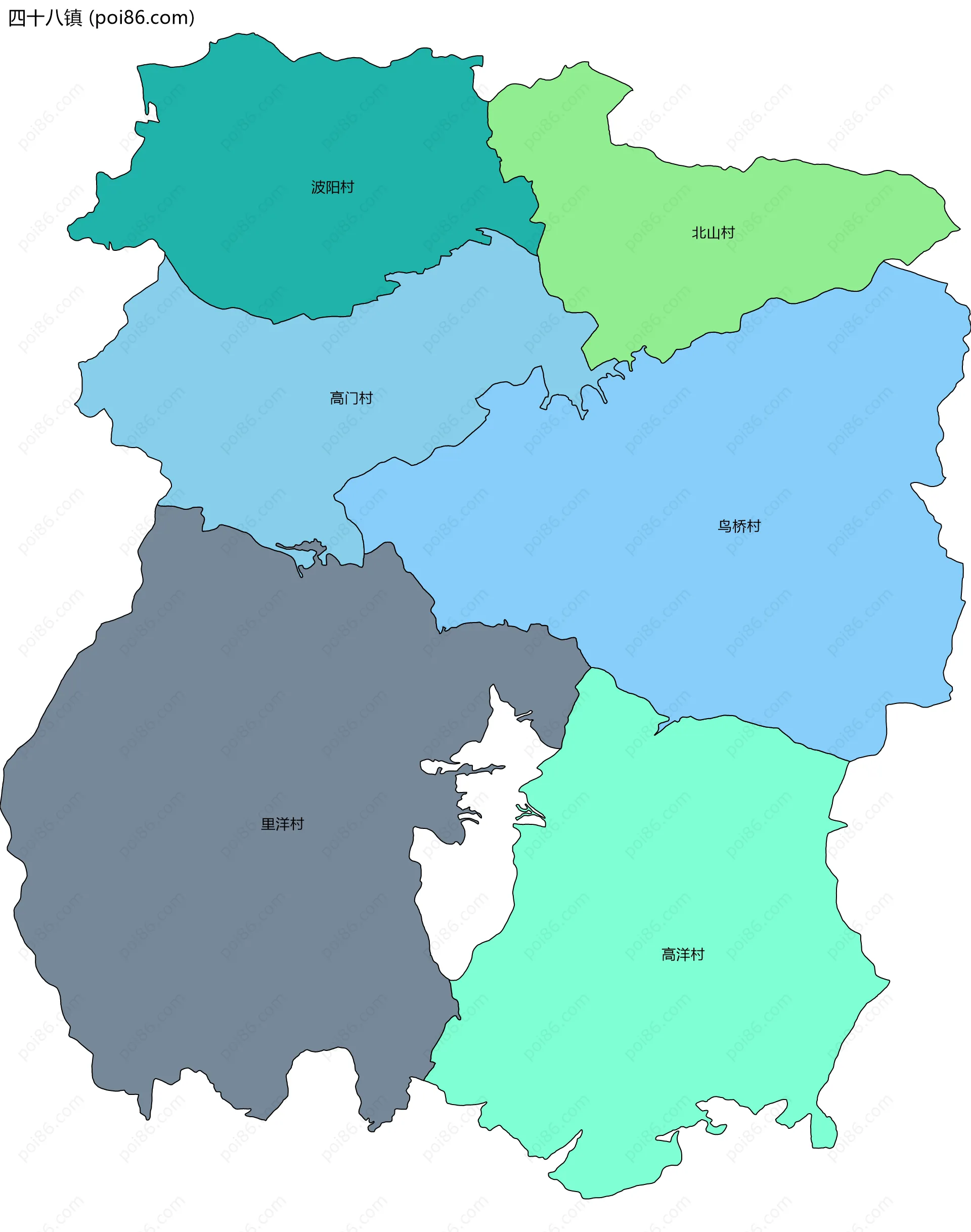 四十八镇边界地图(五级行政区划)