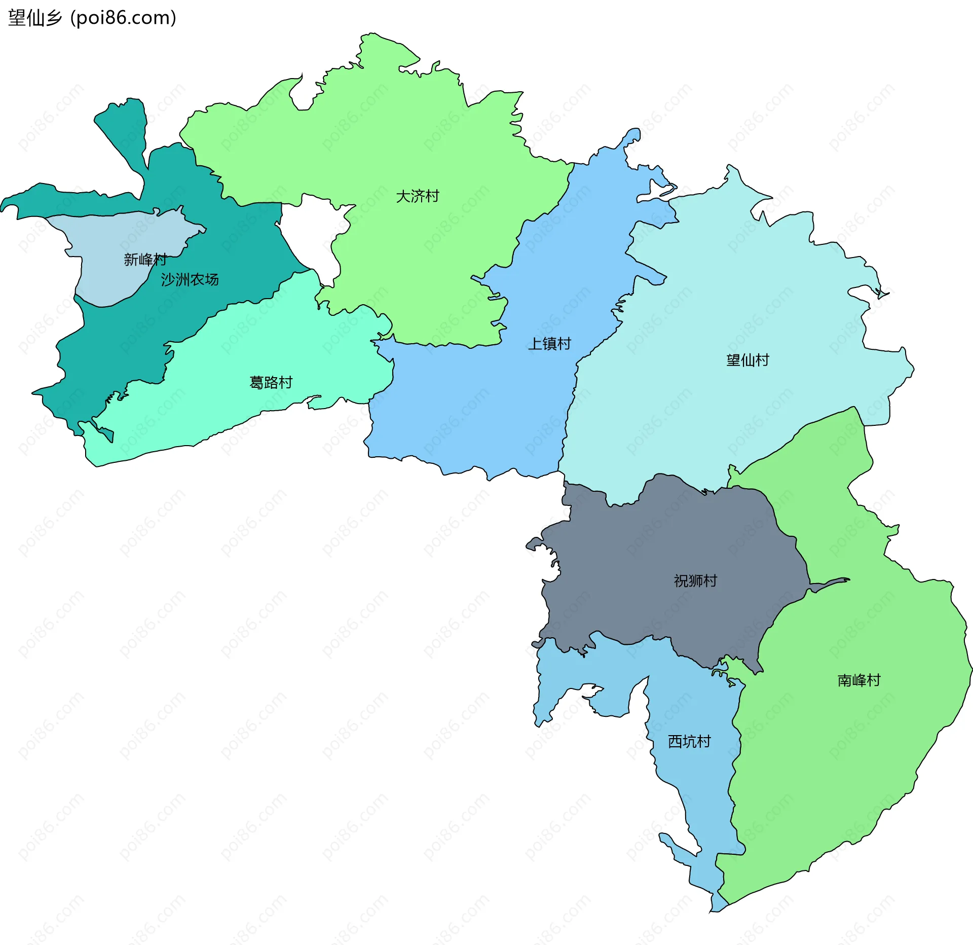 望仙乡边界地图(五级行政区划)